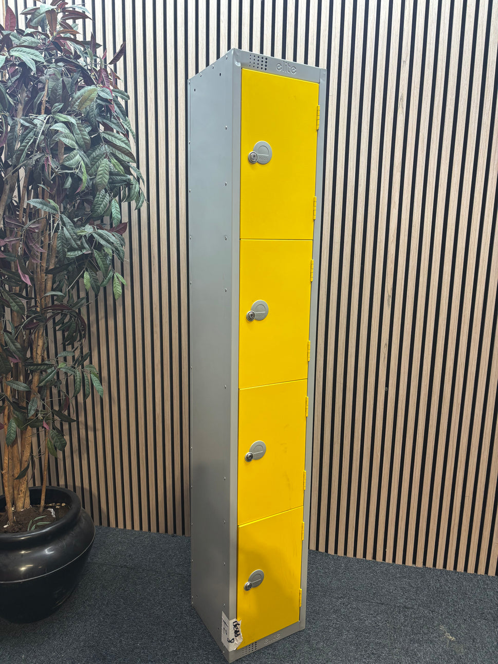 Elite yellow and grey 4 door personal locker with keys