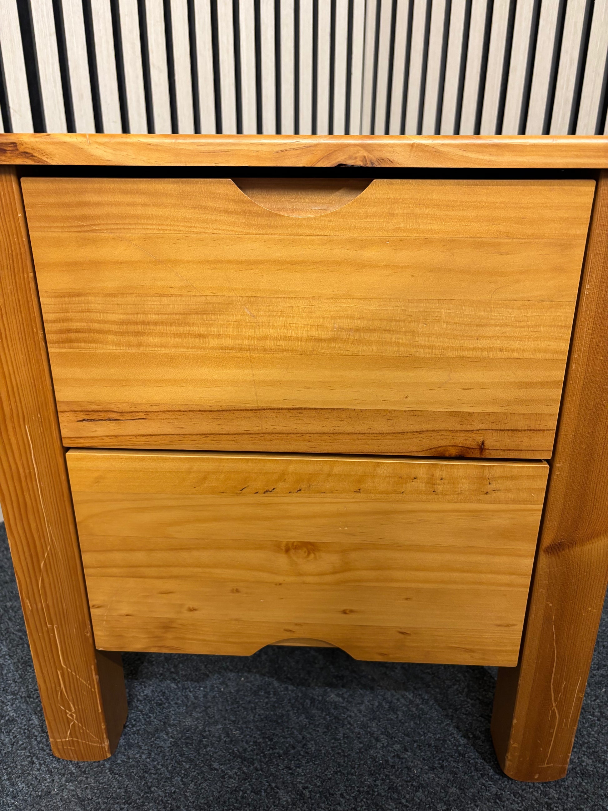 Solid pine small square 2 drawer bedside locker 3126