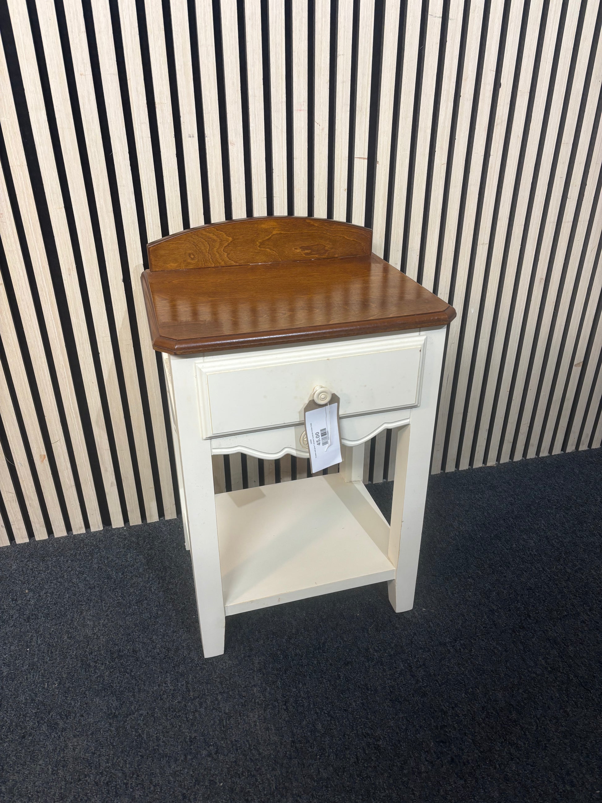 Cream and pine 1 drawer bedside locker 3126
