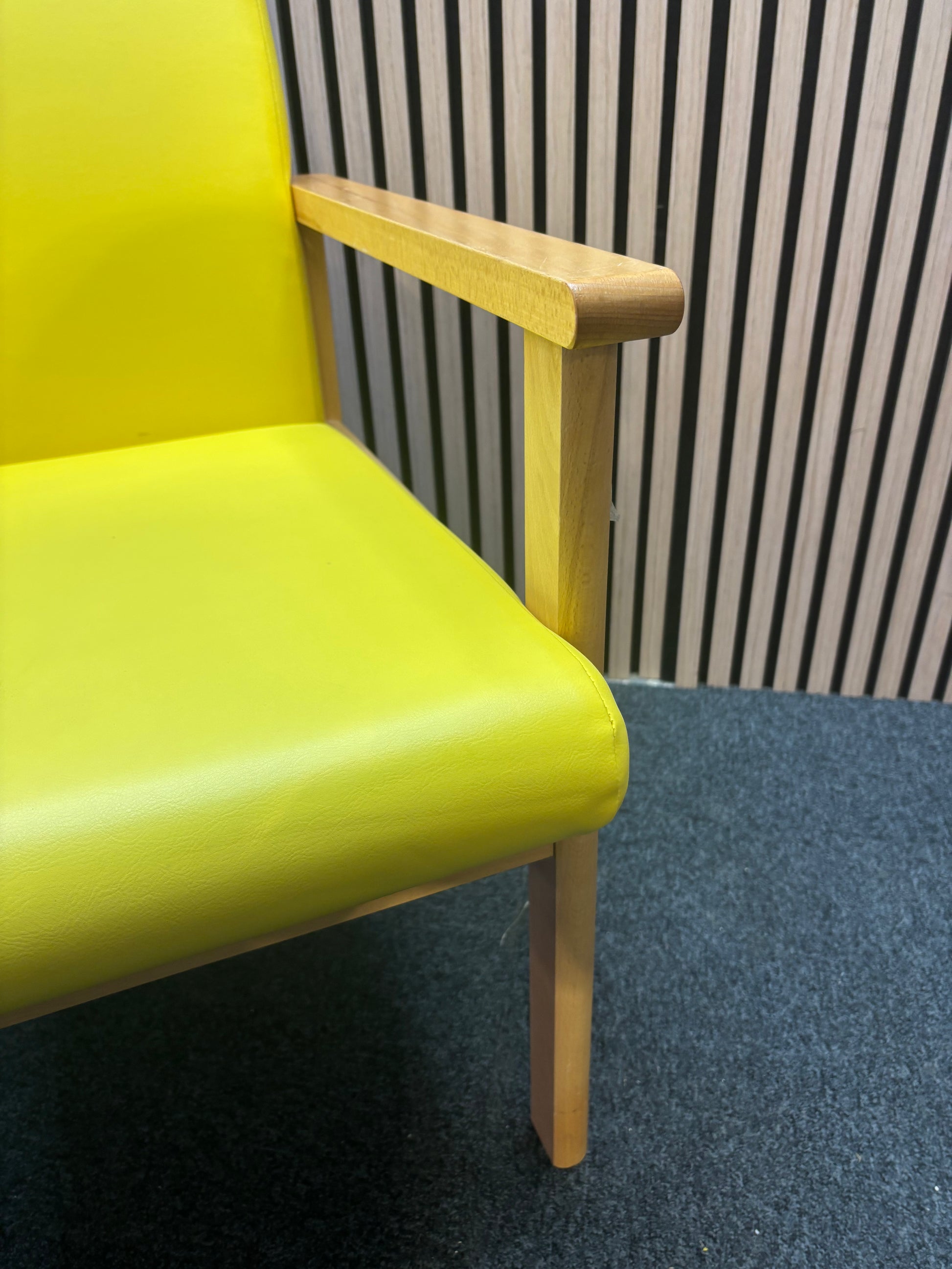 Yellow Meavy reception chair with leatherette seats
