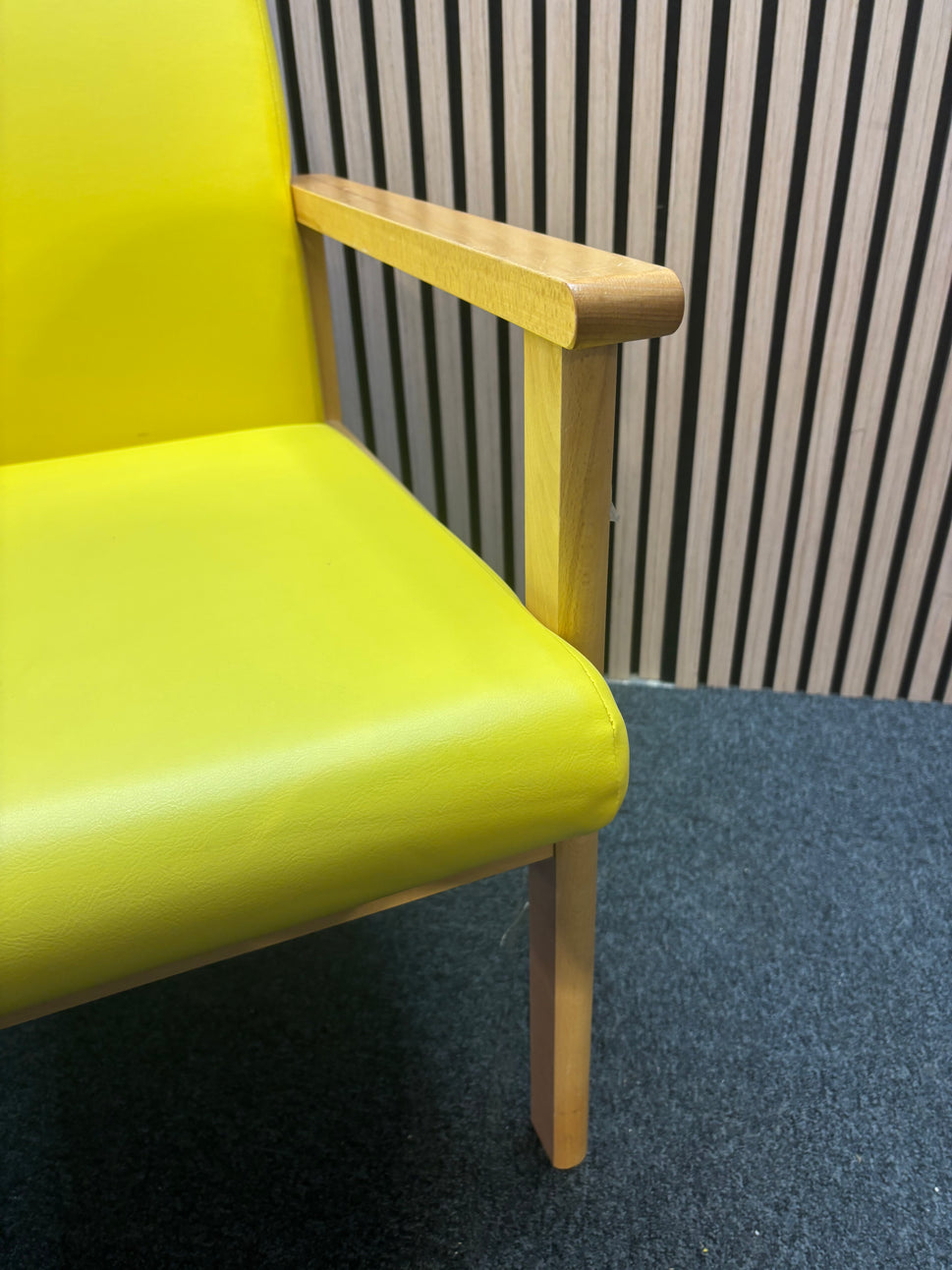 Yellow Meavy reception chair with leatherette seats