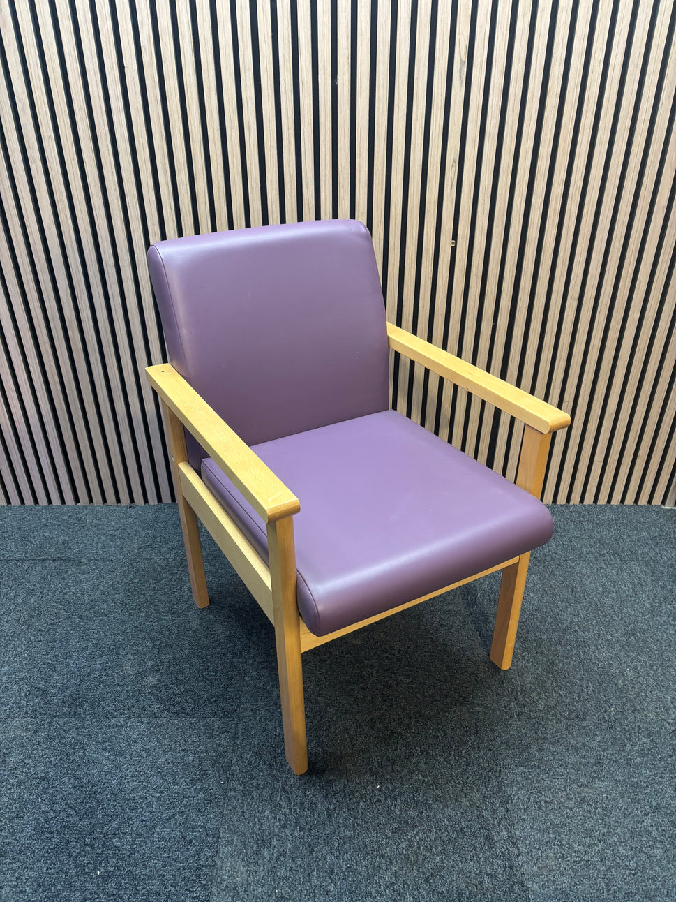 Purple Meavy reception chair with leatherette seats
