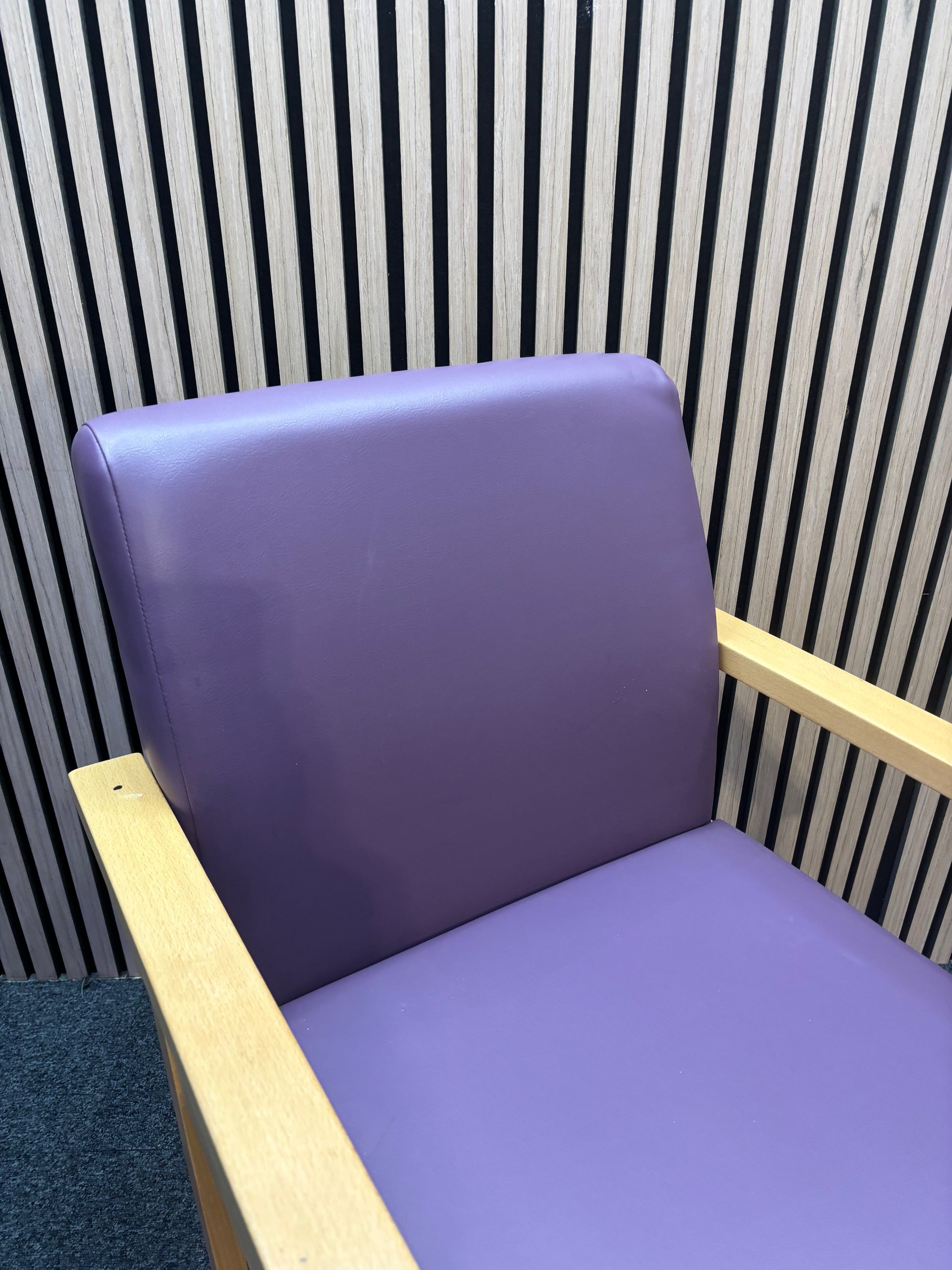Purple Meavy reception chair with leatherette seats