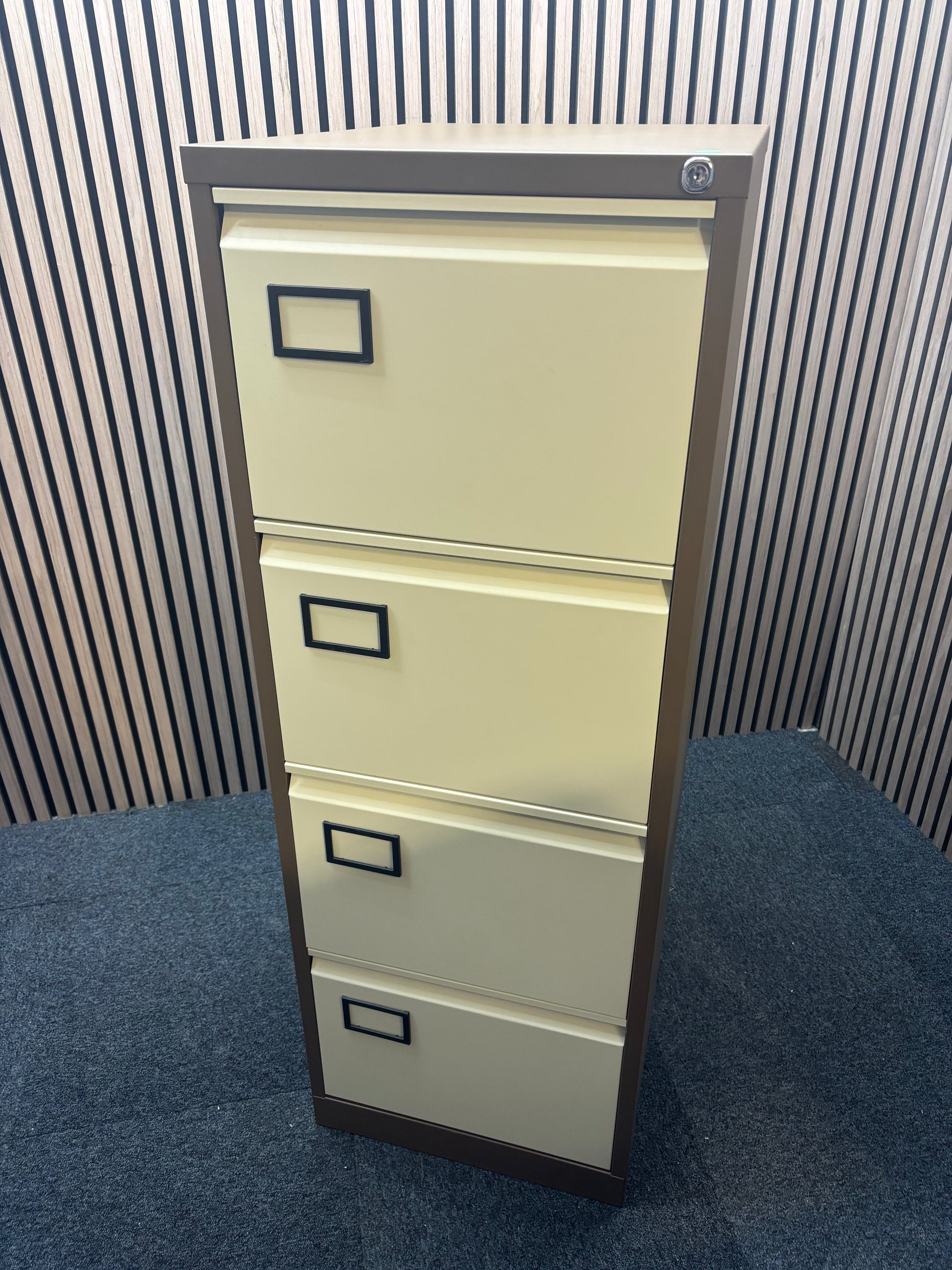 Tall 4 drawer coffee cream filing cabinet