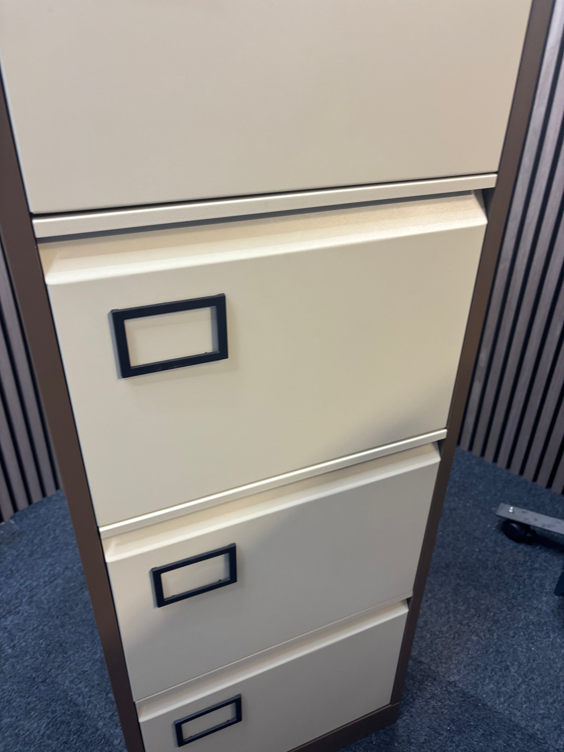 Tall 4 drawer coffee cream filing cabinet