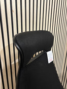 NEW Tuscan high back swivel chair, black fabric seat, fabric back and headrest with pivot arms. PRICE INC VAT
