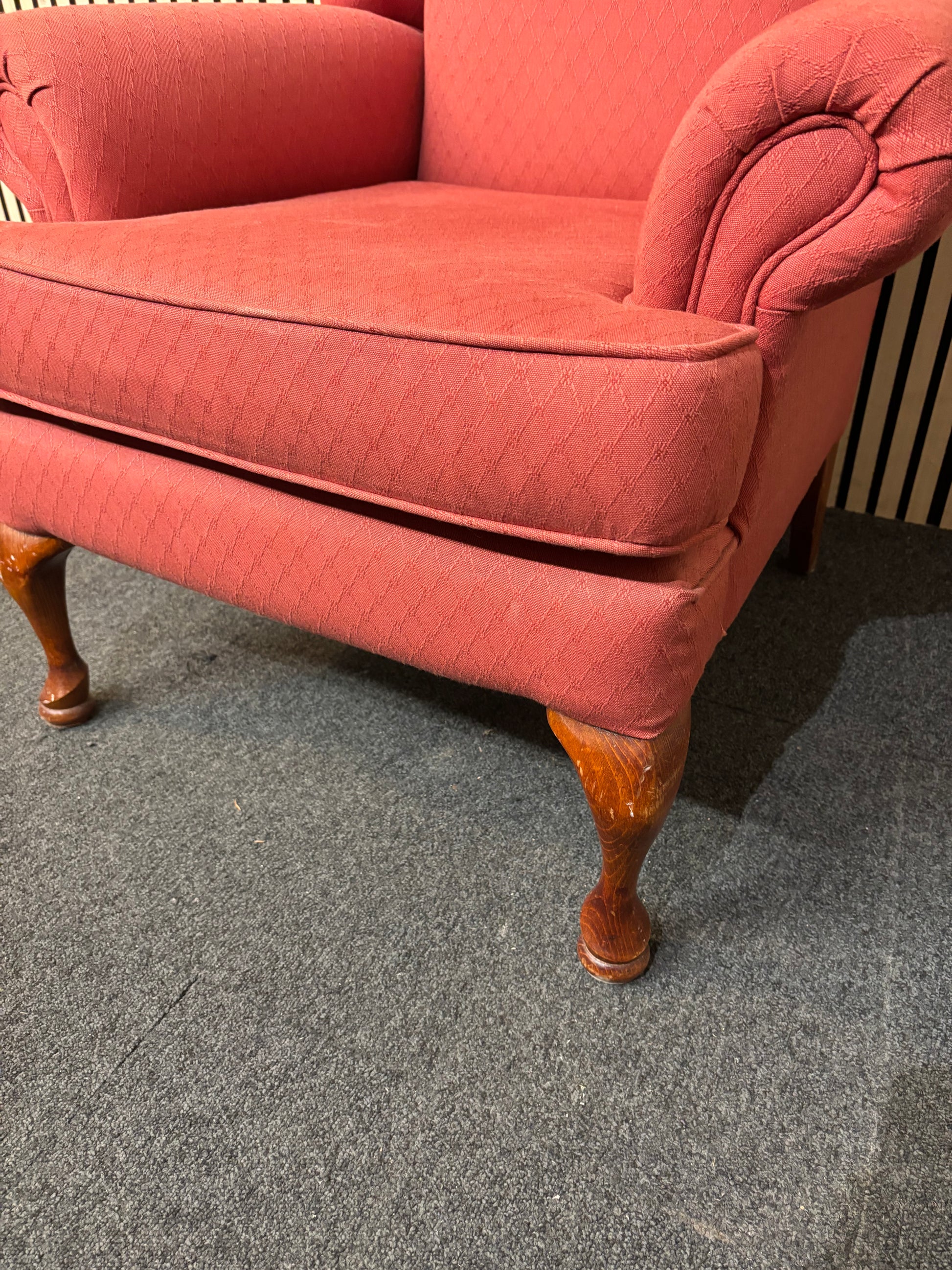 Red fabric solid wooden framed armchair 3126