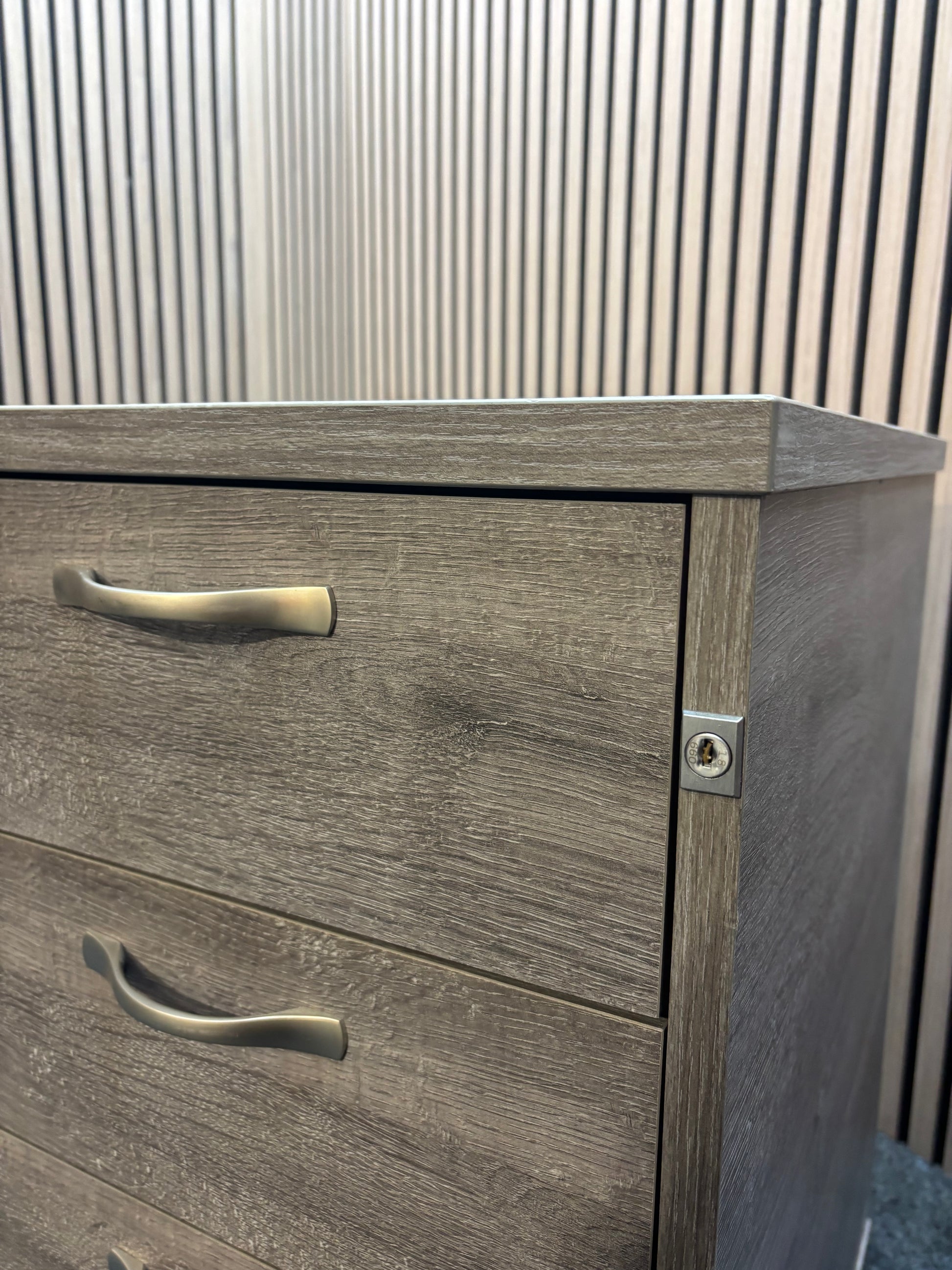 Wooden 600 desk high pedestal (600mm deep) - Grey Oak