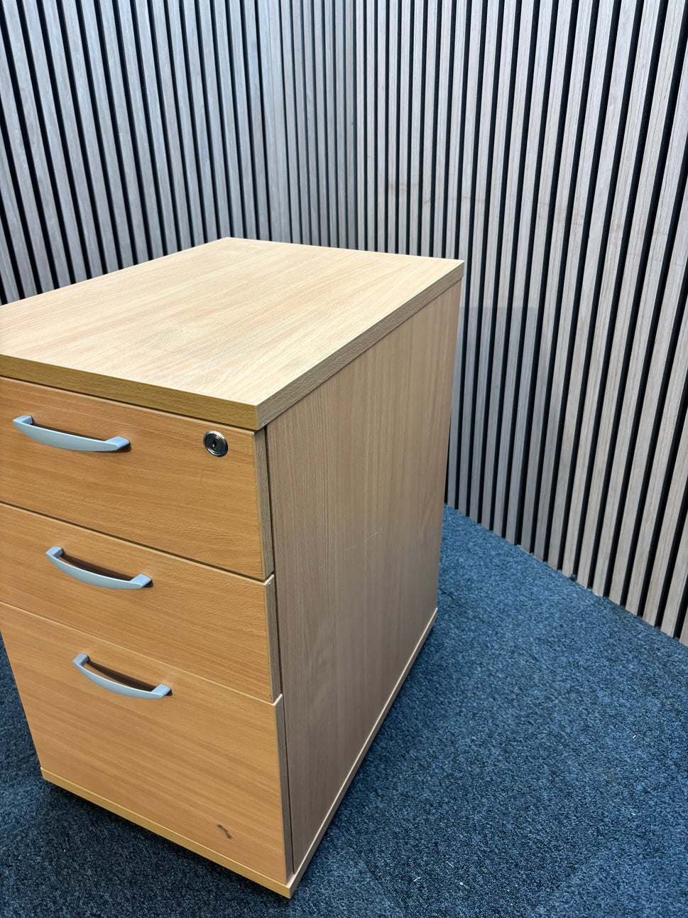 Wooden 600 desk high pedestal (600mm deep) in beech