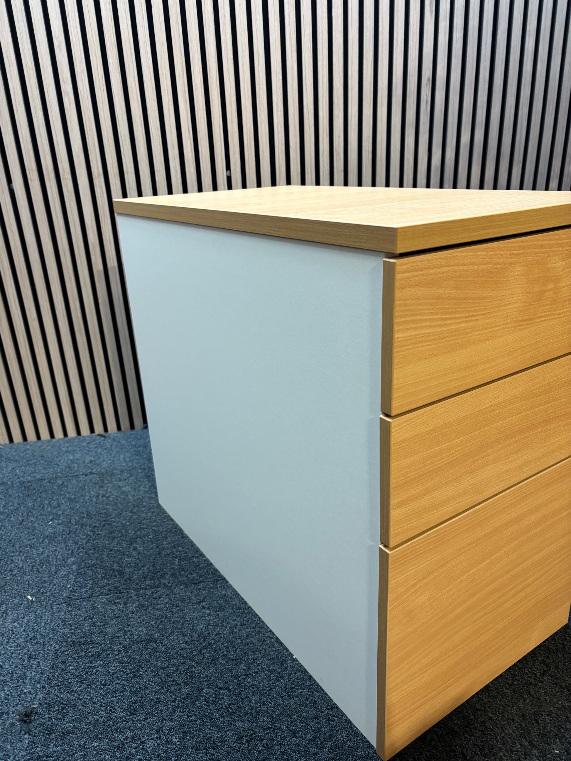 Wooden 800 desk high pedestal (800mm deep) - Beech/White