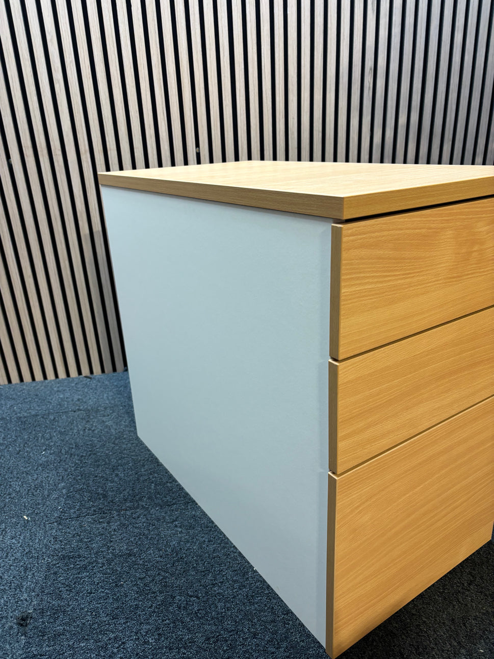 Wooden 800 desk high pedestal (800mm deep) - Beech/White