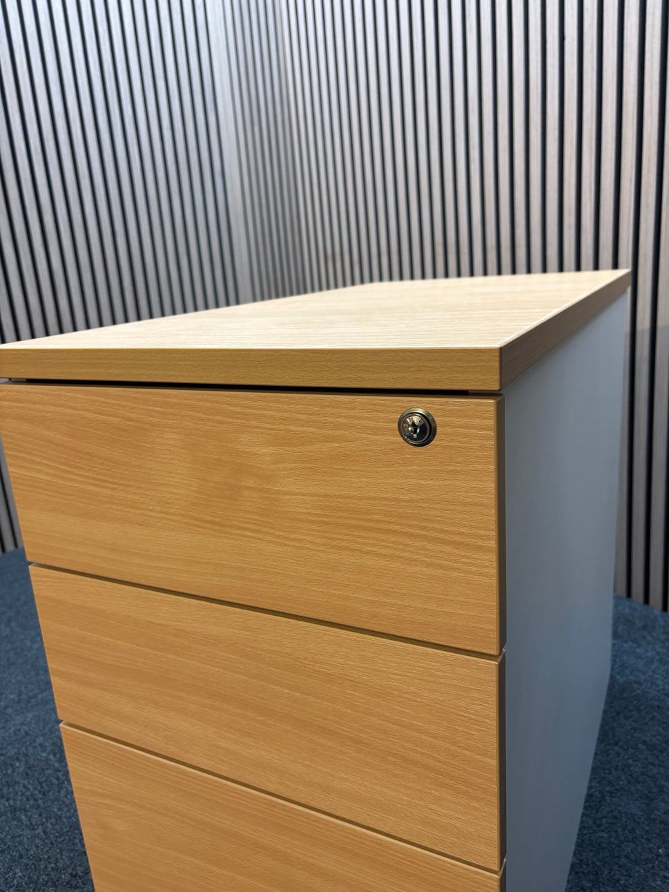 Wooden 800 desk high pedestal (800mm deep) - Beech/White