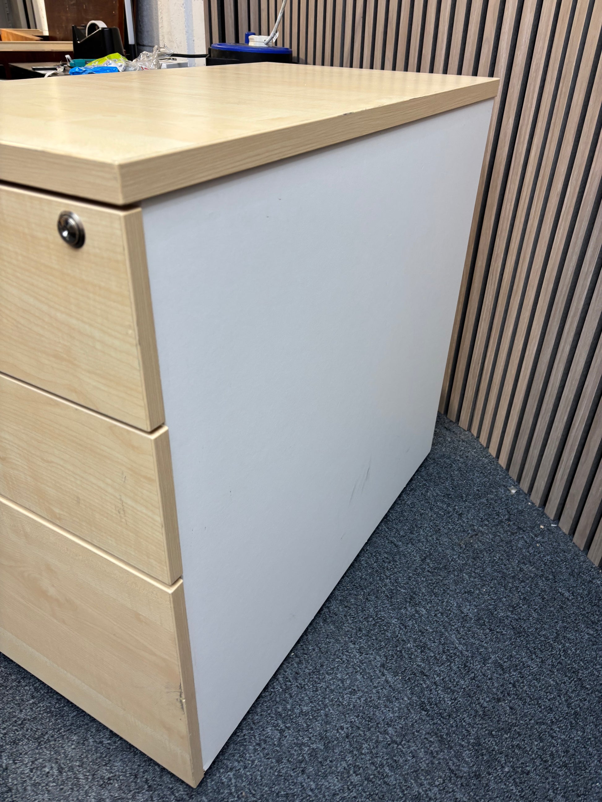 Wooden 800 desk high pedestal (800mm deep) - Maple