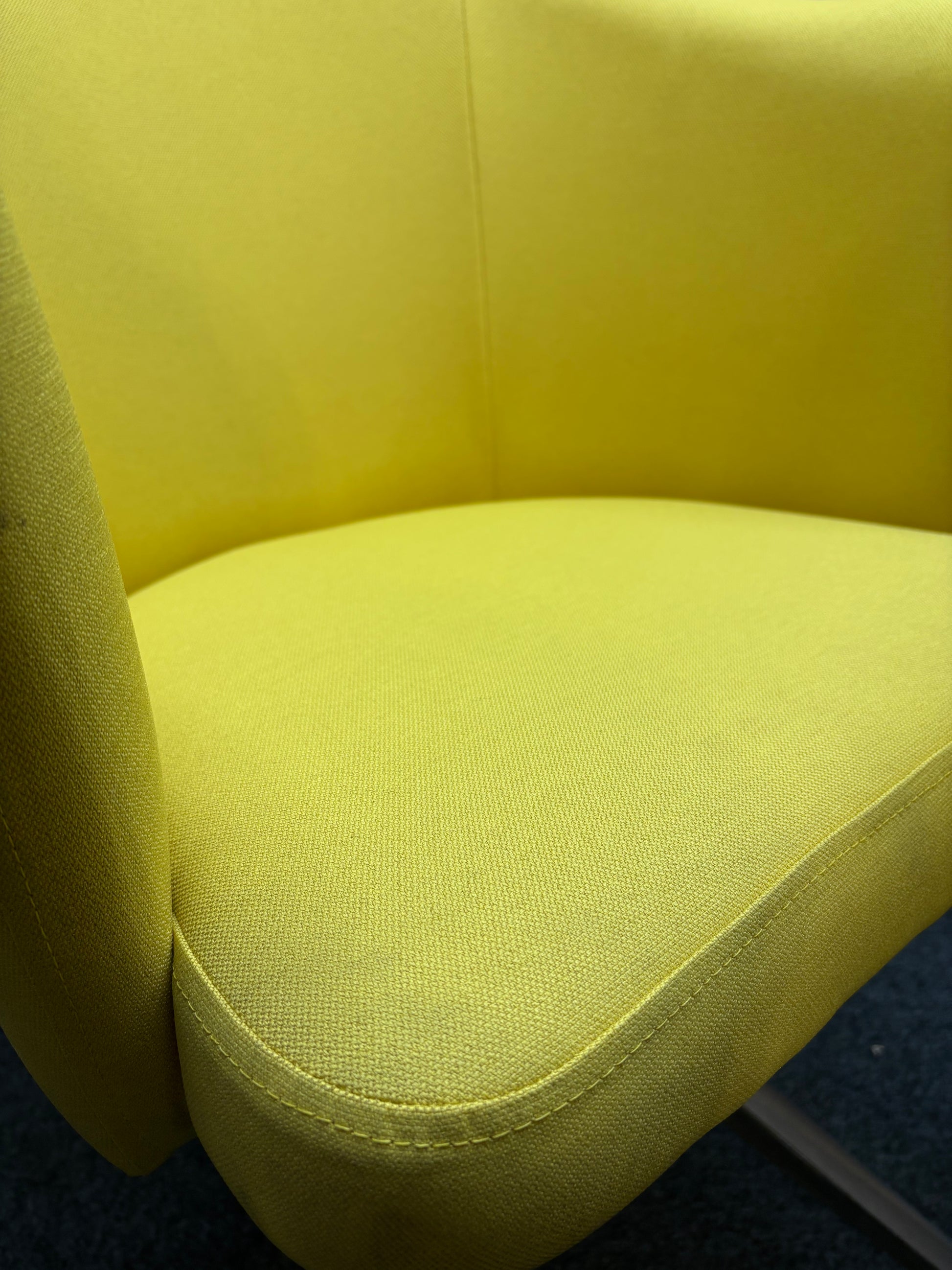 Otis single seater tub chair with 4 stair chrome swivel base- yellow fabric finish