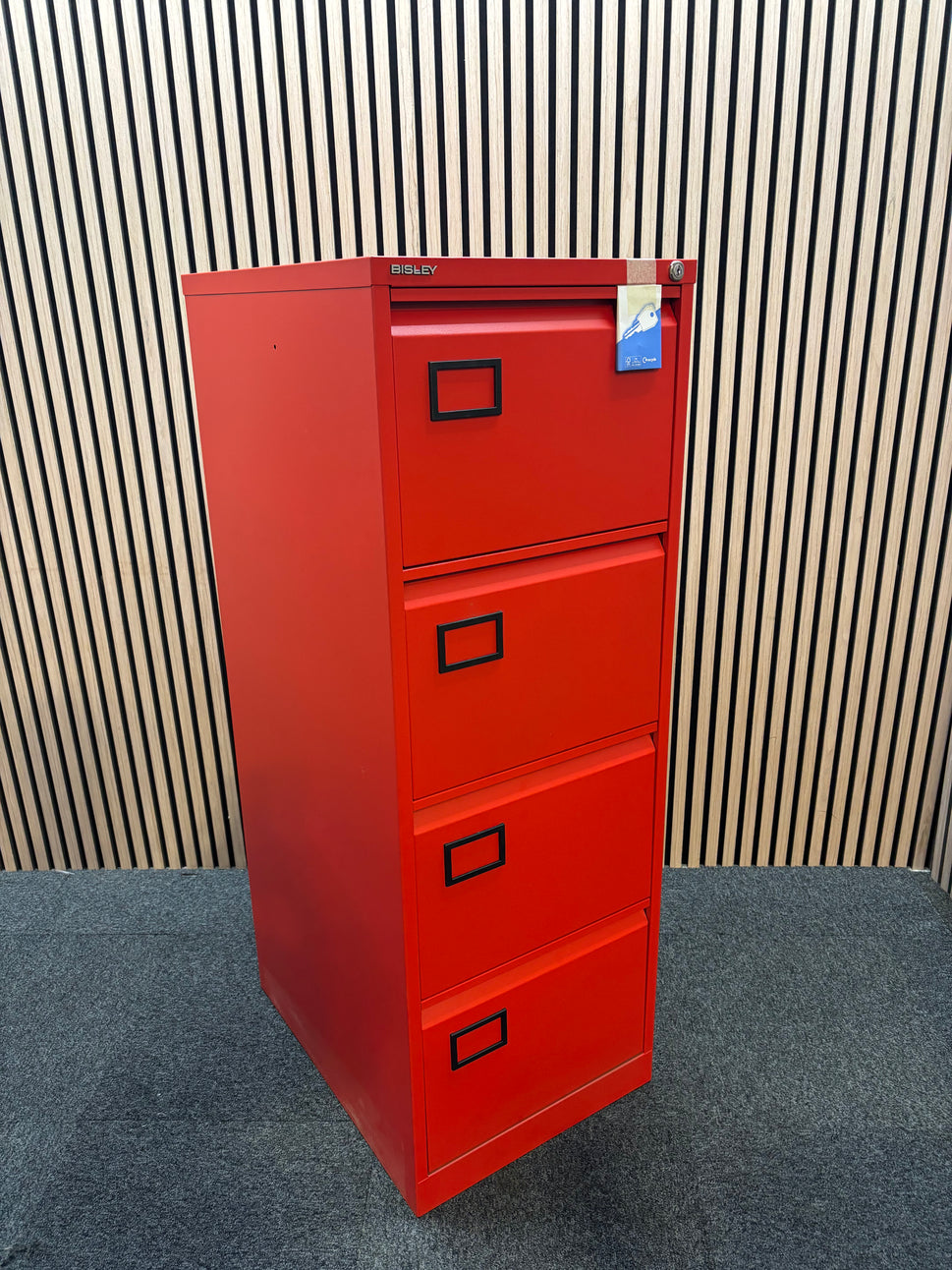Steel 4 drawer contract filing cabinet 1321mm high - red