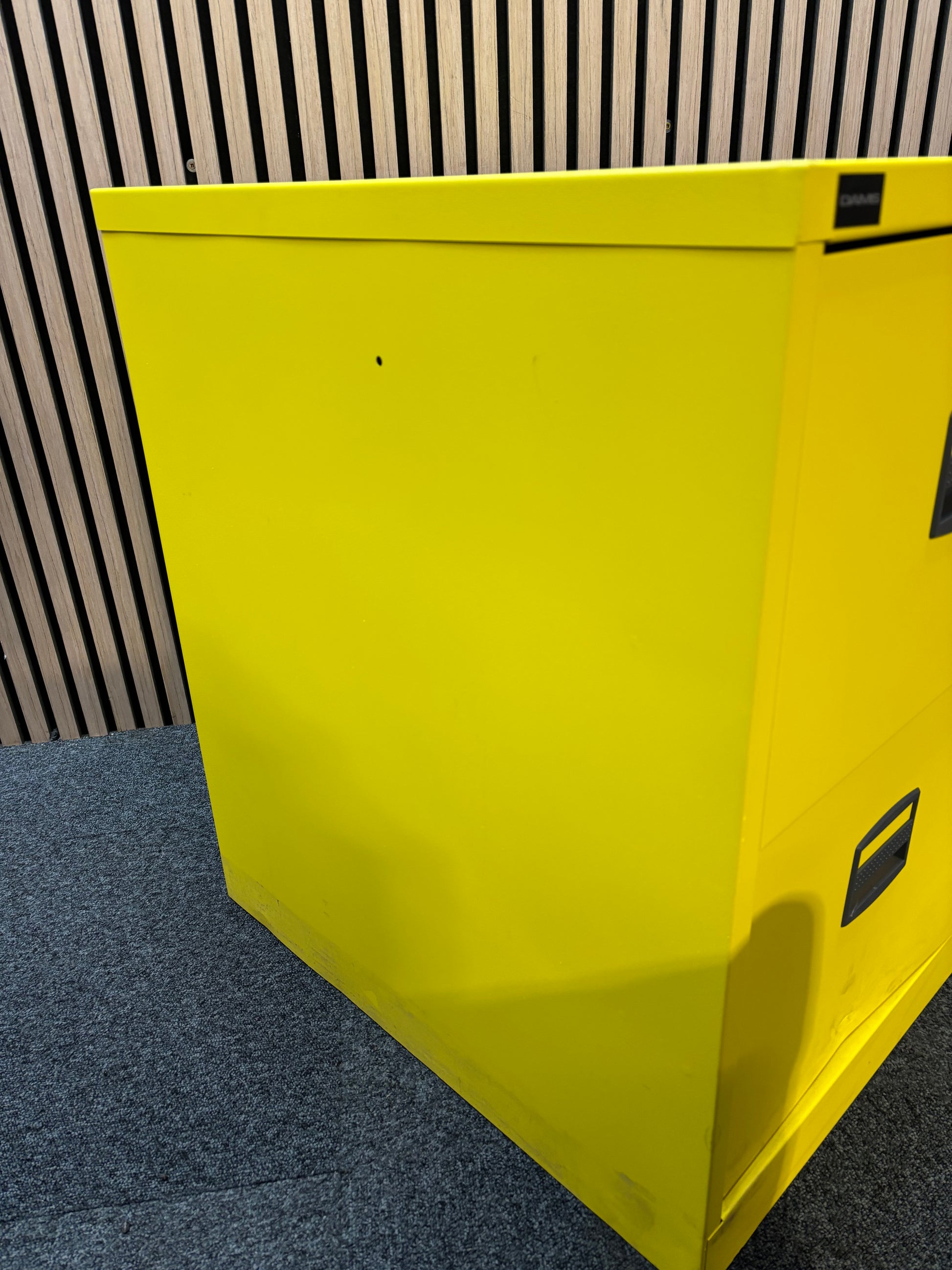 Steel 2 drawer contract filing cabinet 711mm high- yellow (Damage to bottom file)