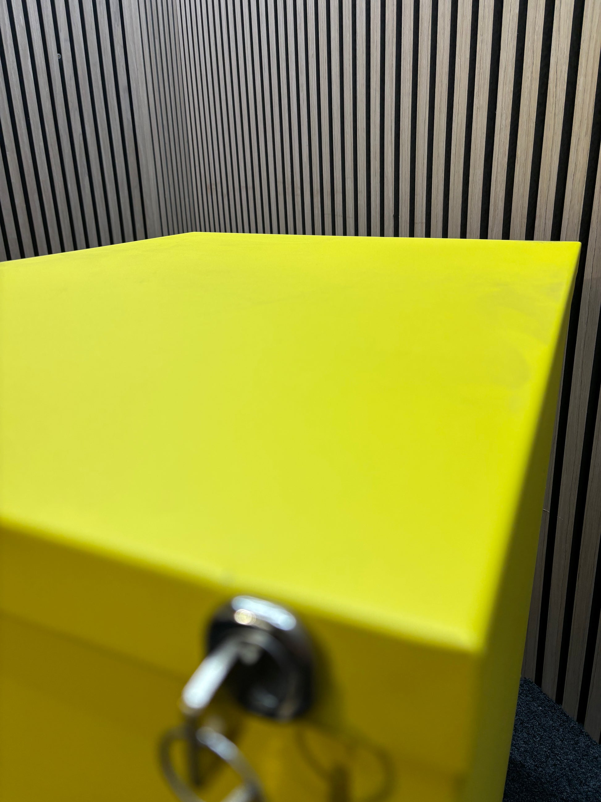 Steel 2 drawer contract filing cabinet 711mm high- yellow (Damage to bottom file)