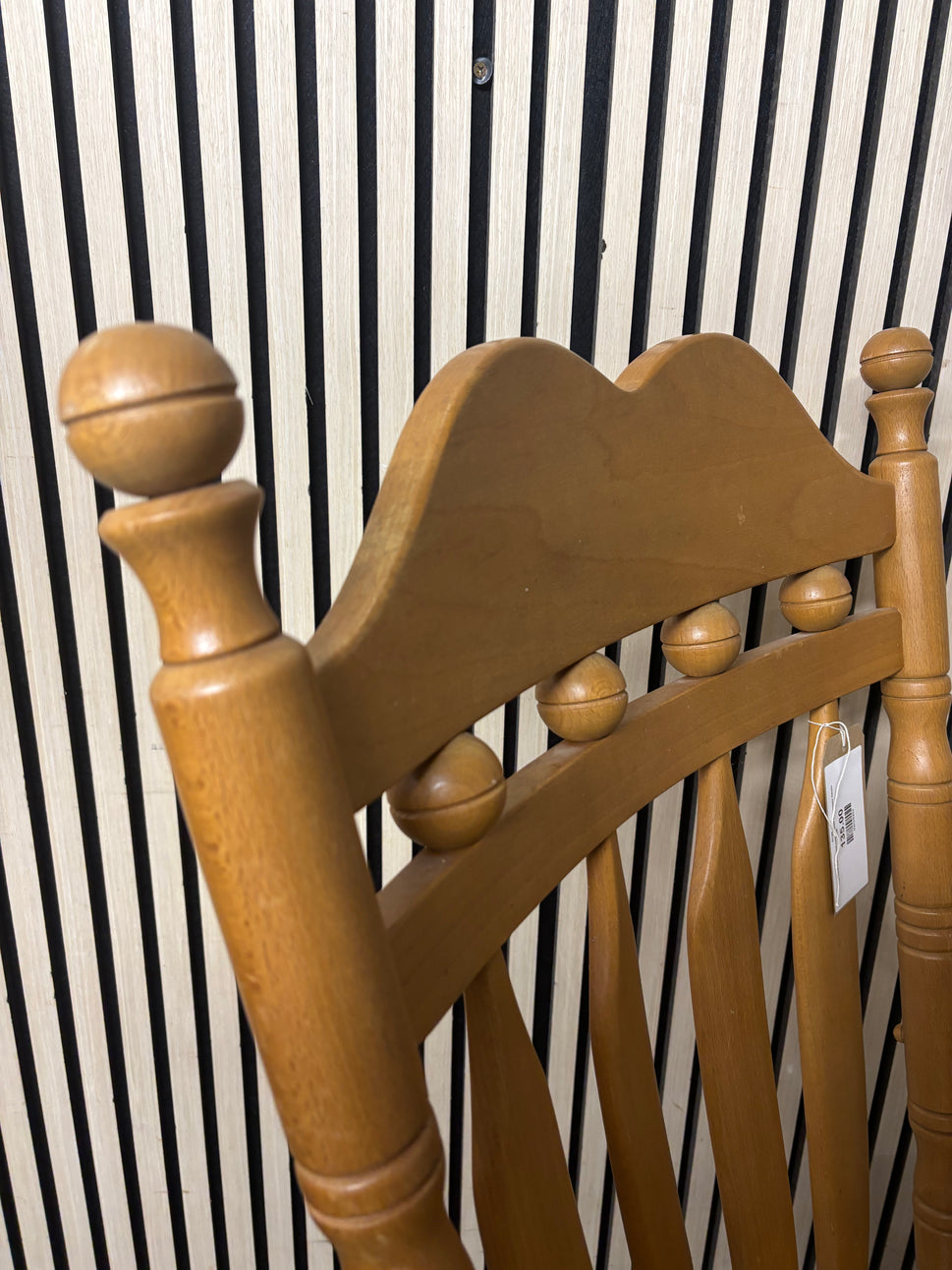 High back solid wood rocking chair with ornate details 2226