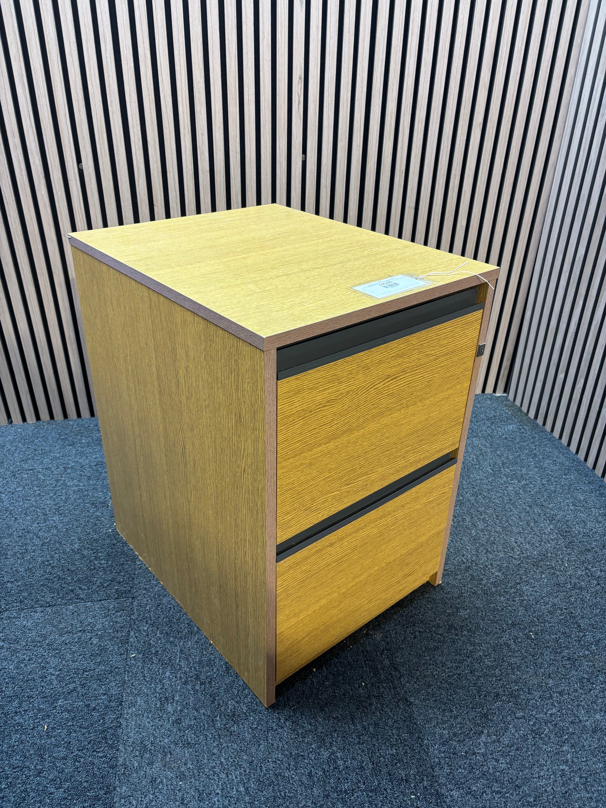 Wooden 2 drawer second hand filing cabinet