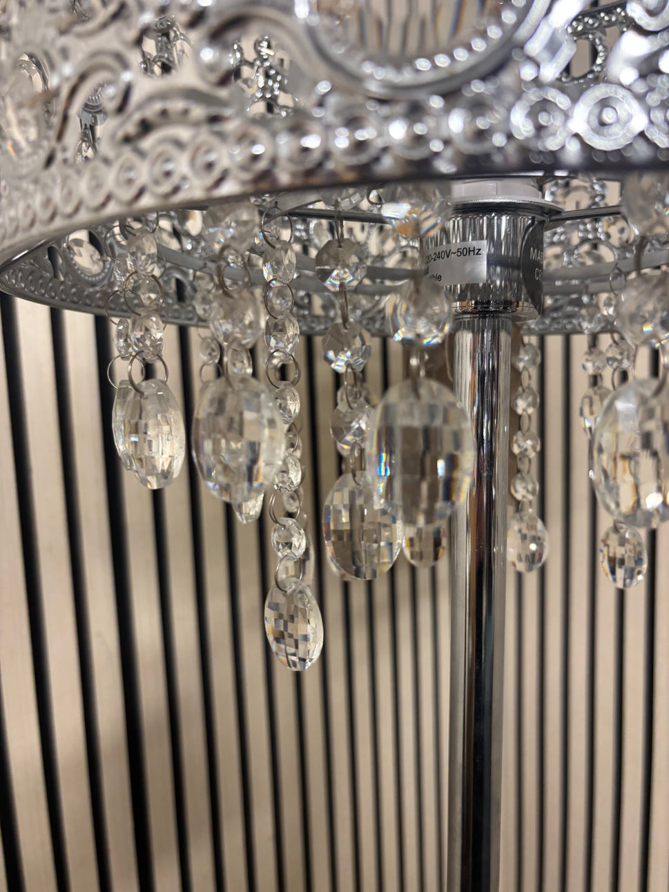 Tall metal lamp with ornate lampshade 2226
