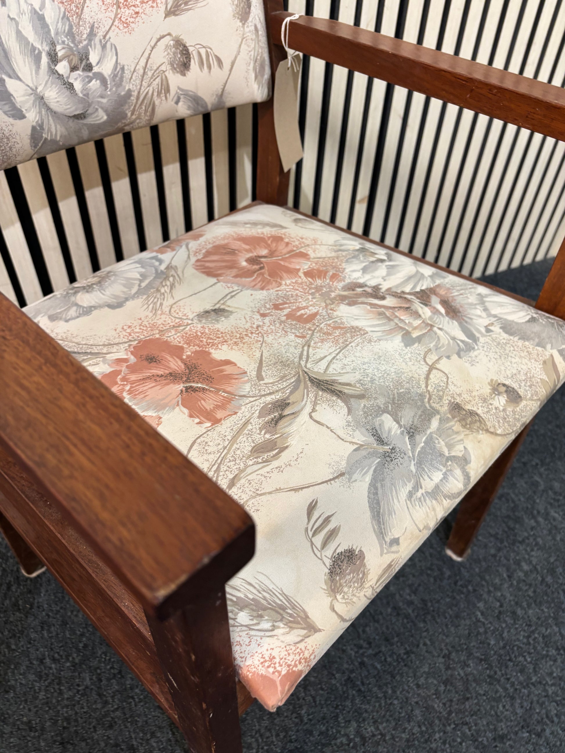 Solid dark wood framed carvers chair 2226