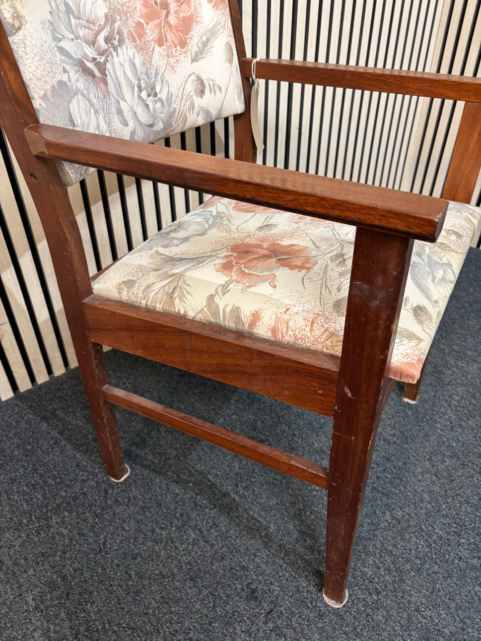 Solid dark wood framed carvers chair 2226