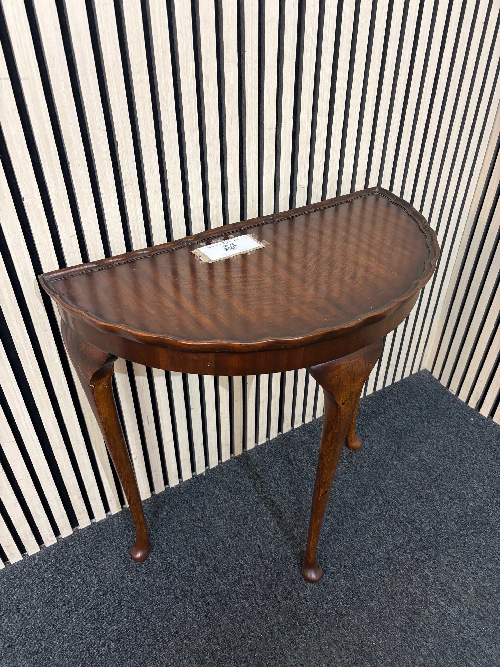 Mahogany framed half moon table (H 74 x W 73 x D 38 cm) 2226
