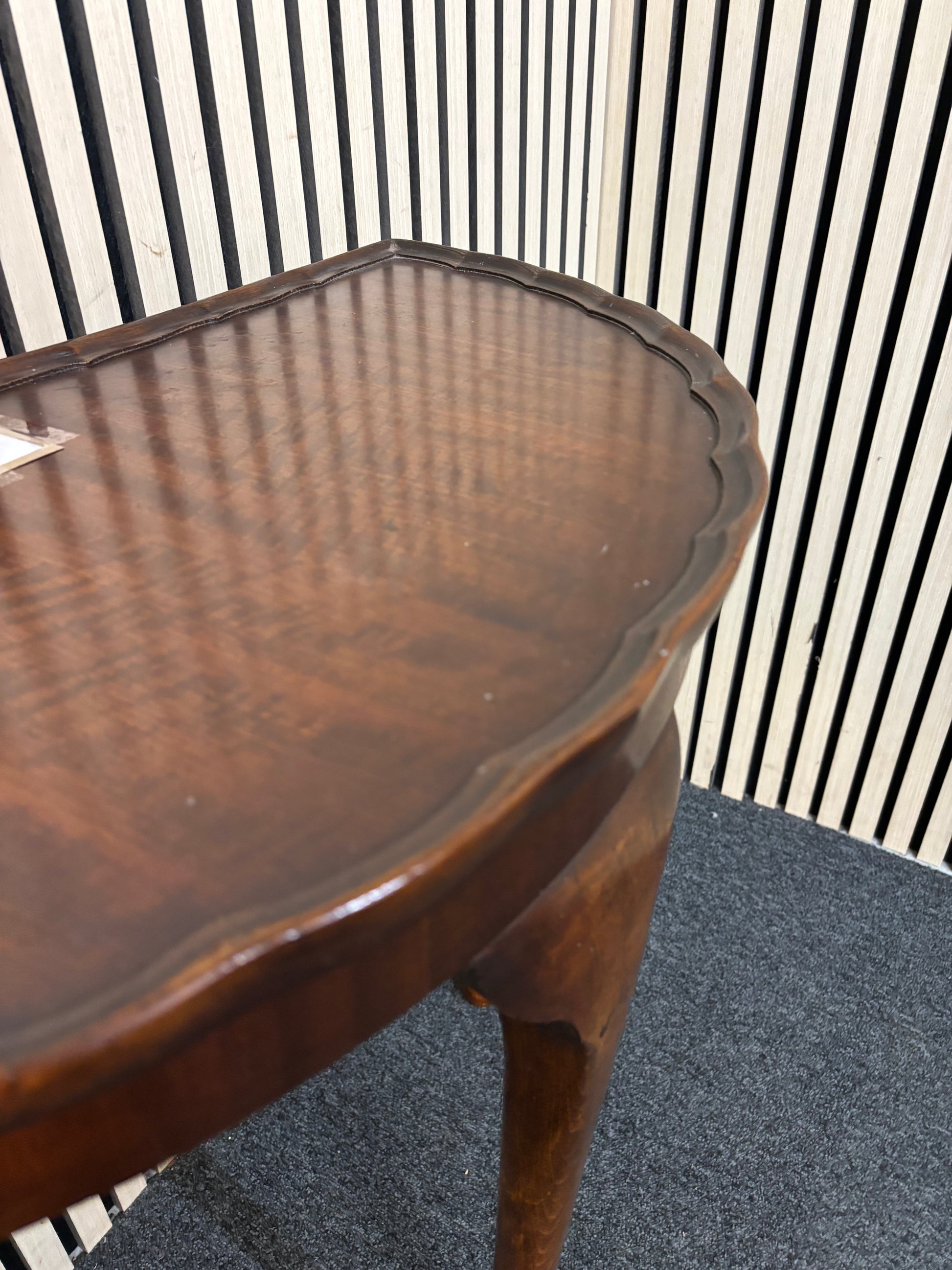 Mahogany framed half moon table (H 74 x W 73 x D 38 cm) 2226