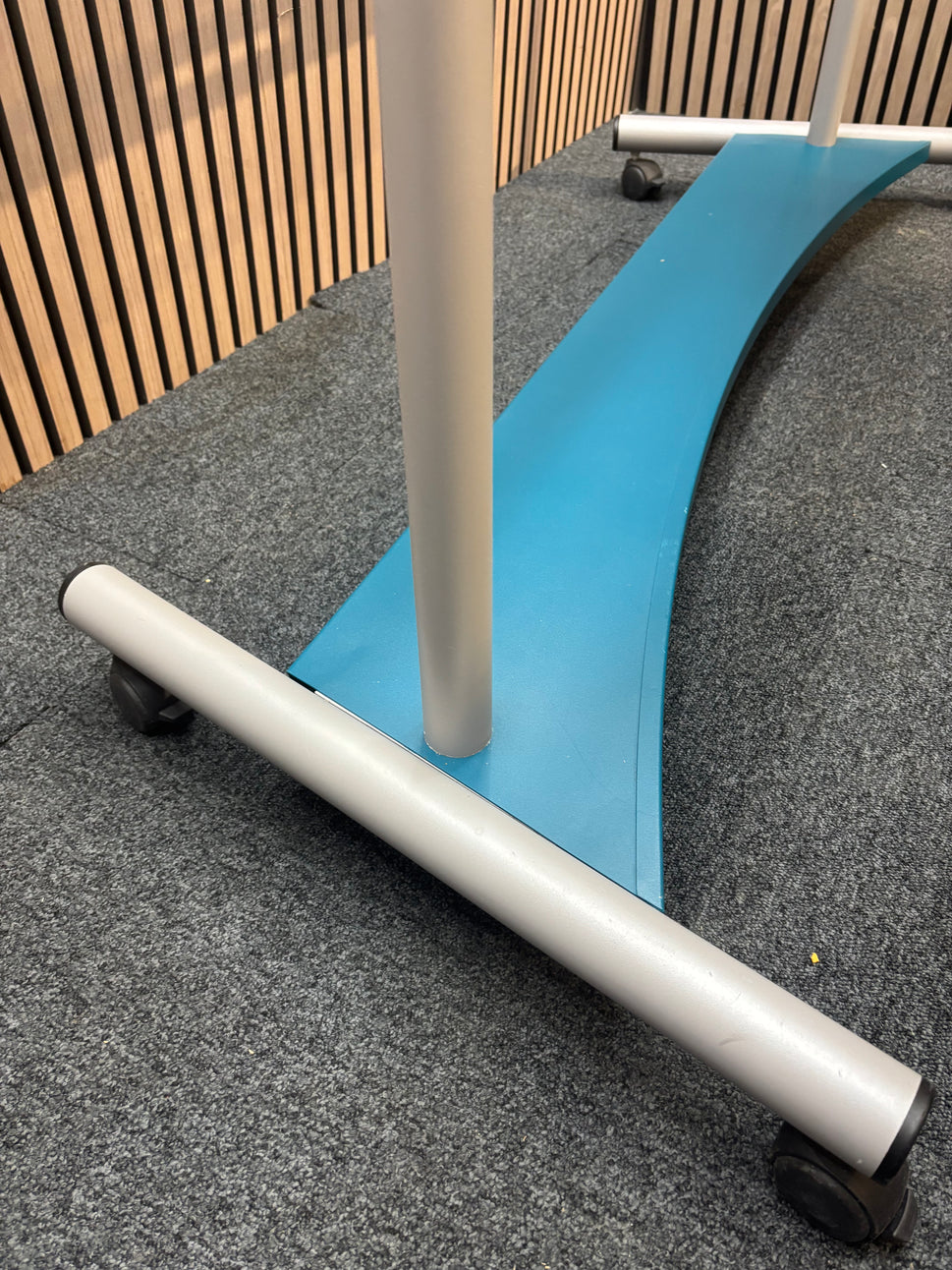 Large mobile whiteboard on castors