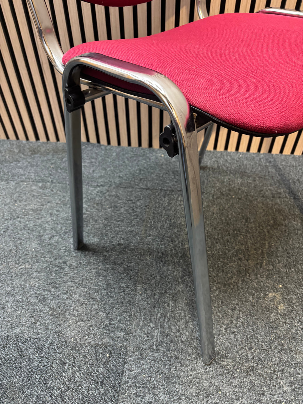 Red fabric solid metal framed stacking chair