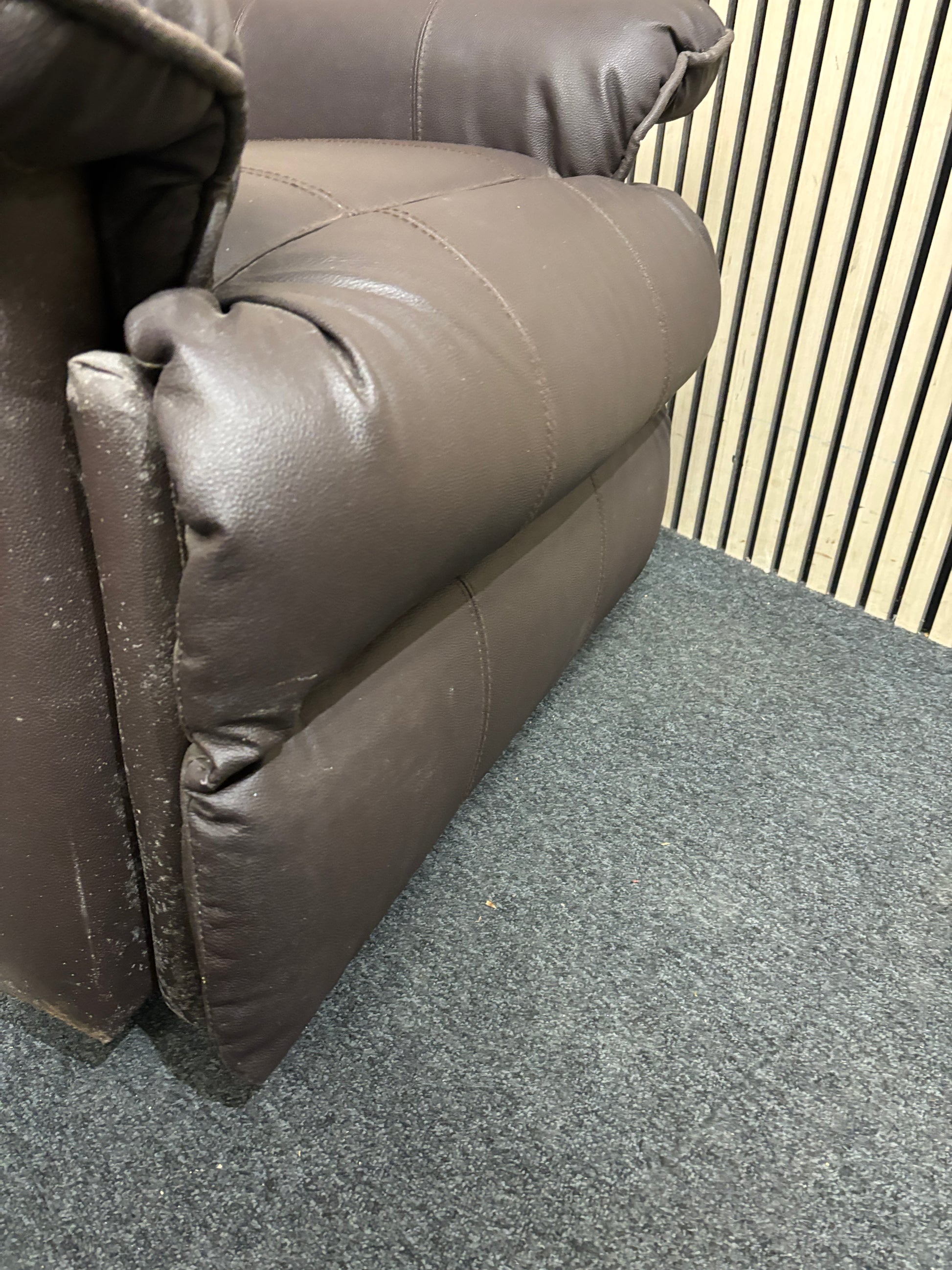 Brown PU leatherette recliner high back armchair 3126