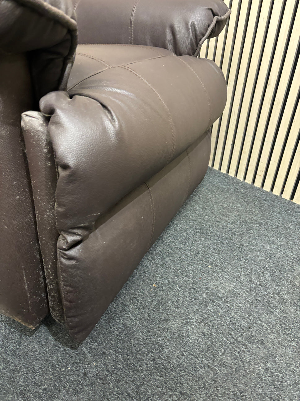 Brown PU leatherette recliner high back armchair 3126