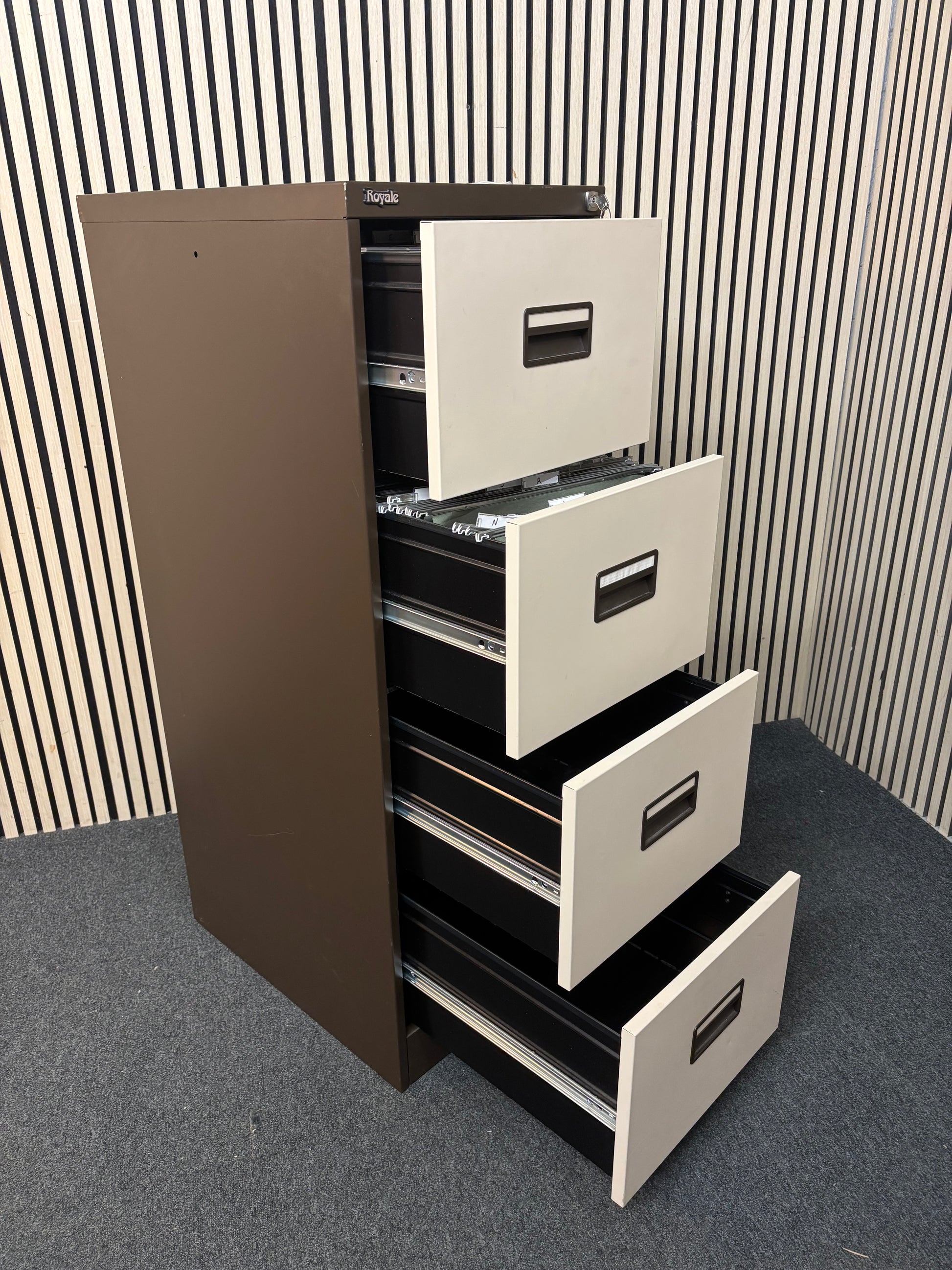 4 drawer Royale 4 drawer filing cabinets - coffee cream with key