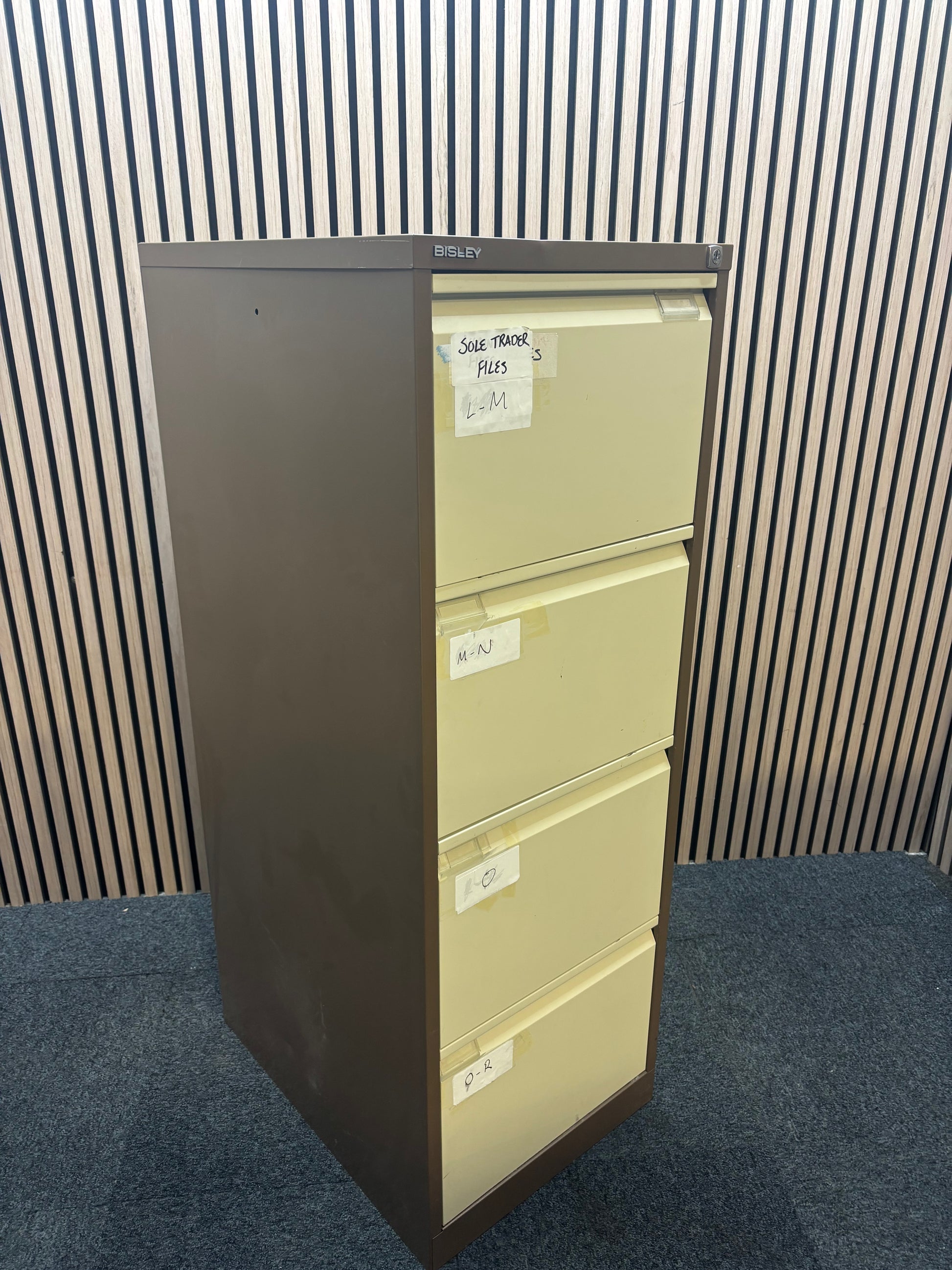 Bisley 4 drawer filing cabinet in coffee cream