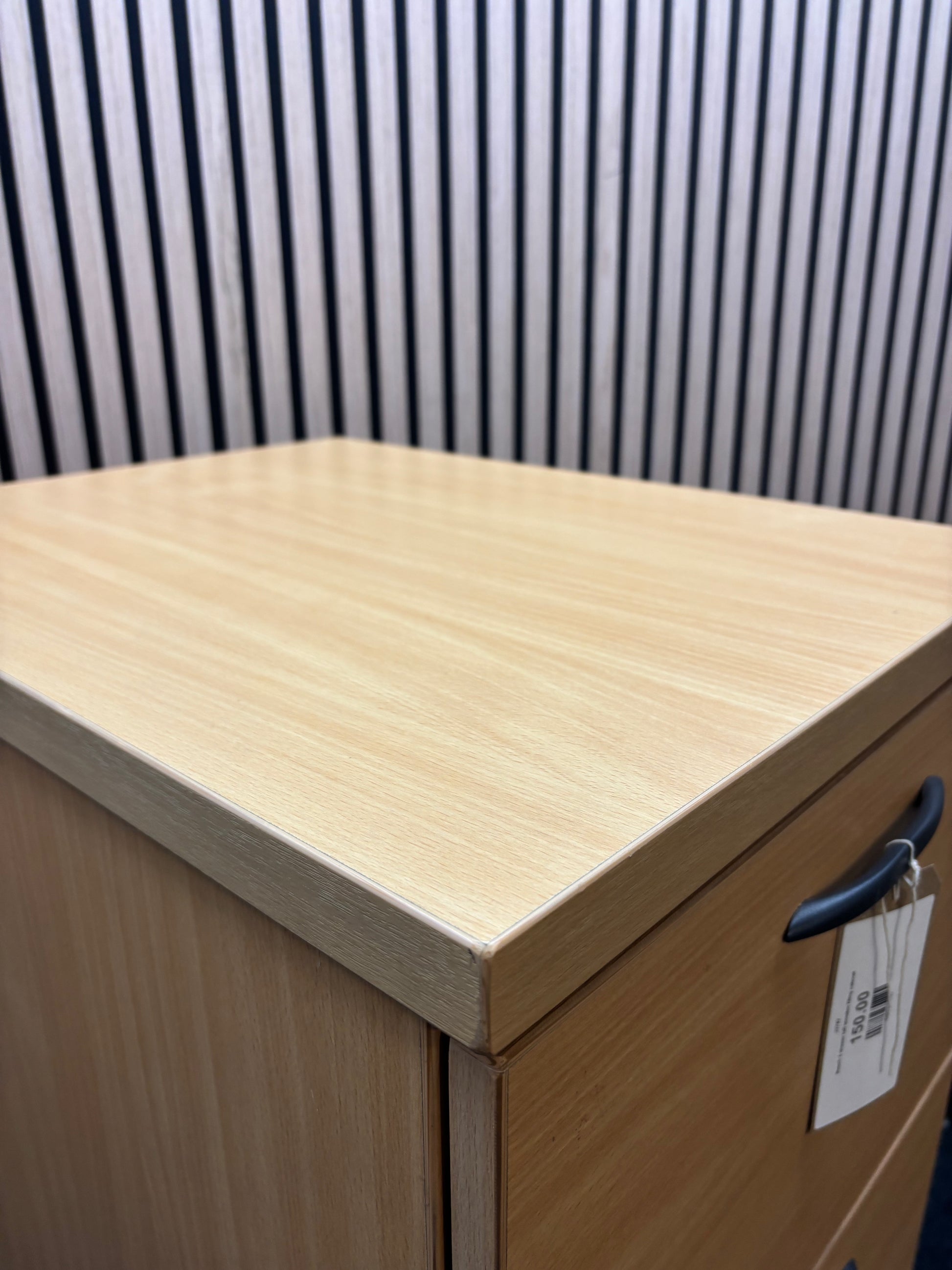 Beech 4 drawer tall wooden filing cabinet
