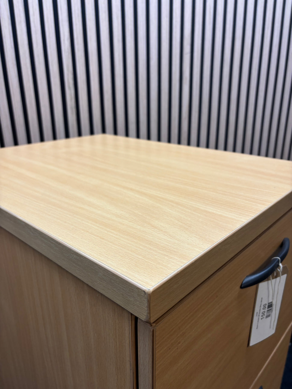 Beech 4 drawer tall wooden filing cabinet