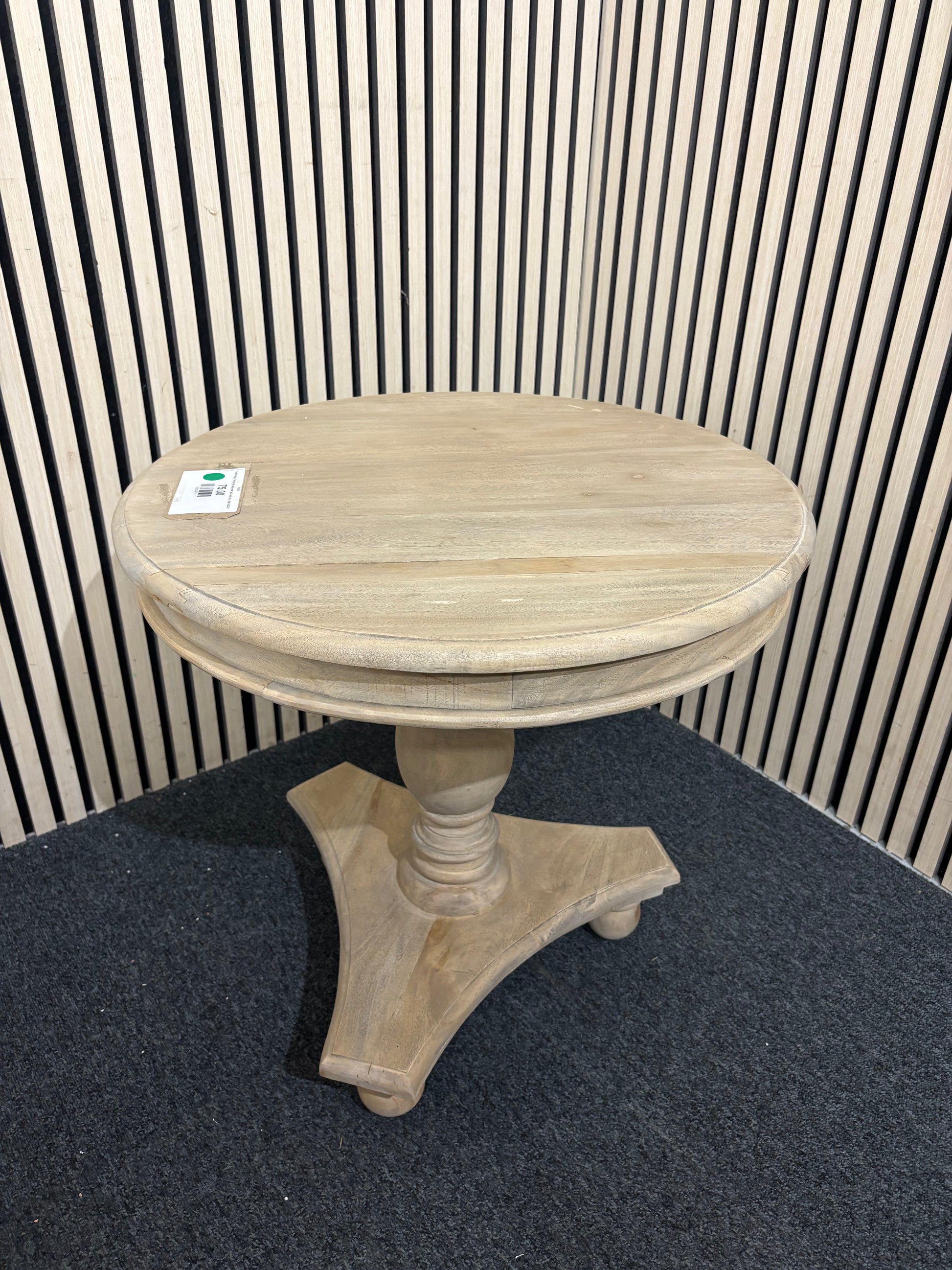 Solid natural wood circular wine table with bun feet 43541
