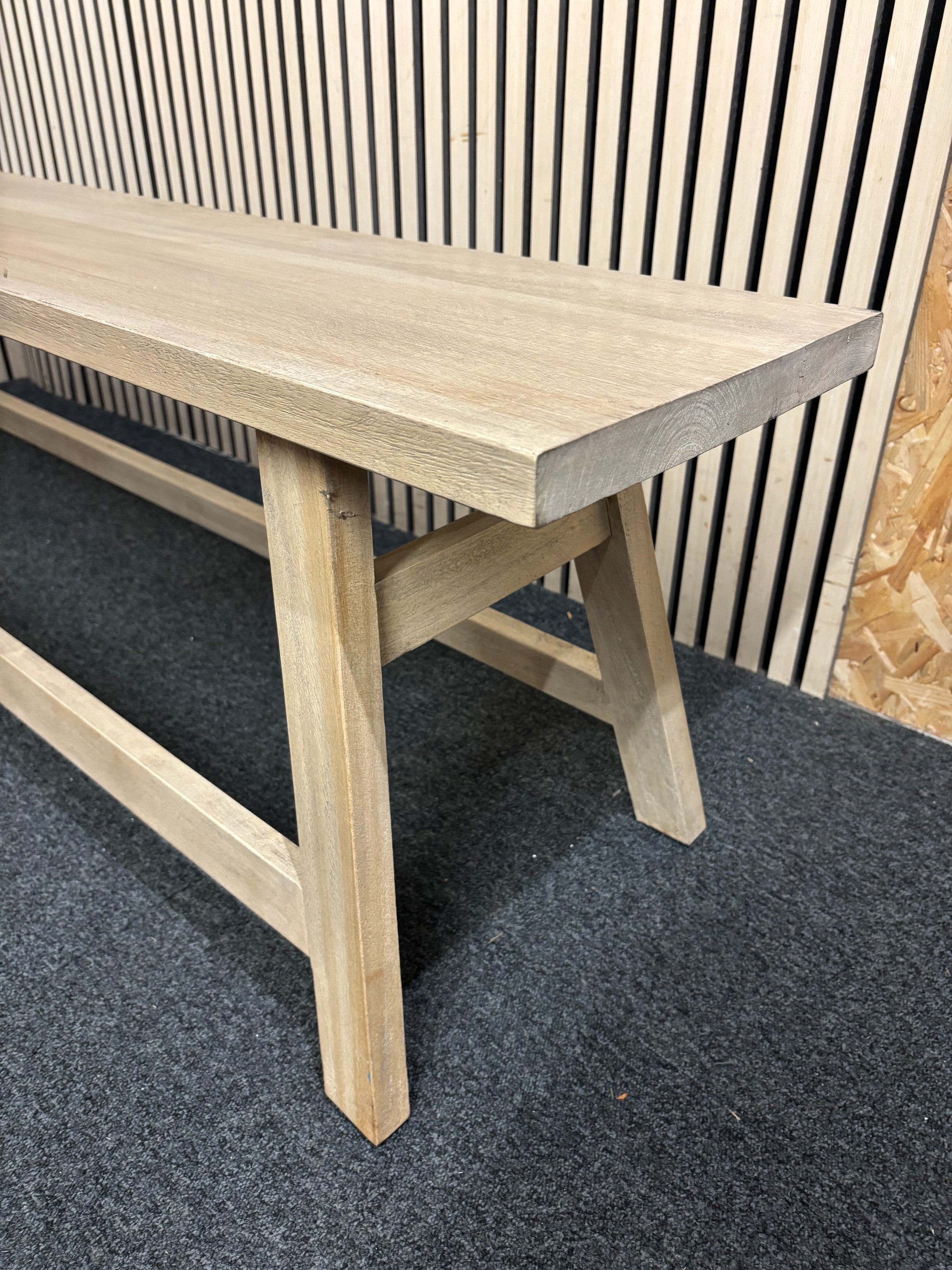 Solid wood stained low long bench 180Lx31Dx49H 43533
