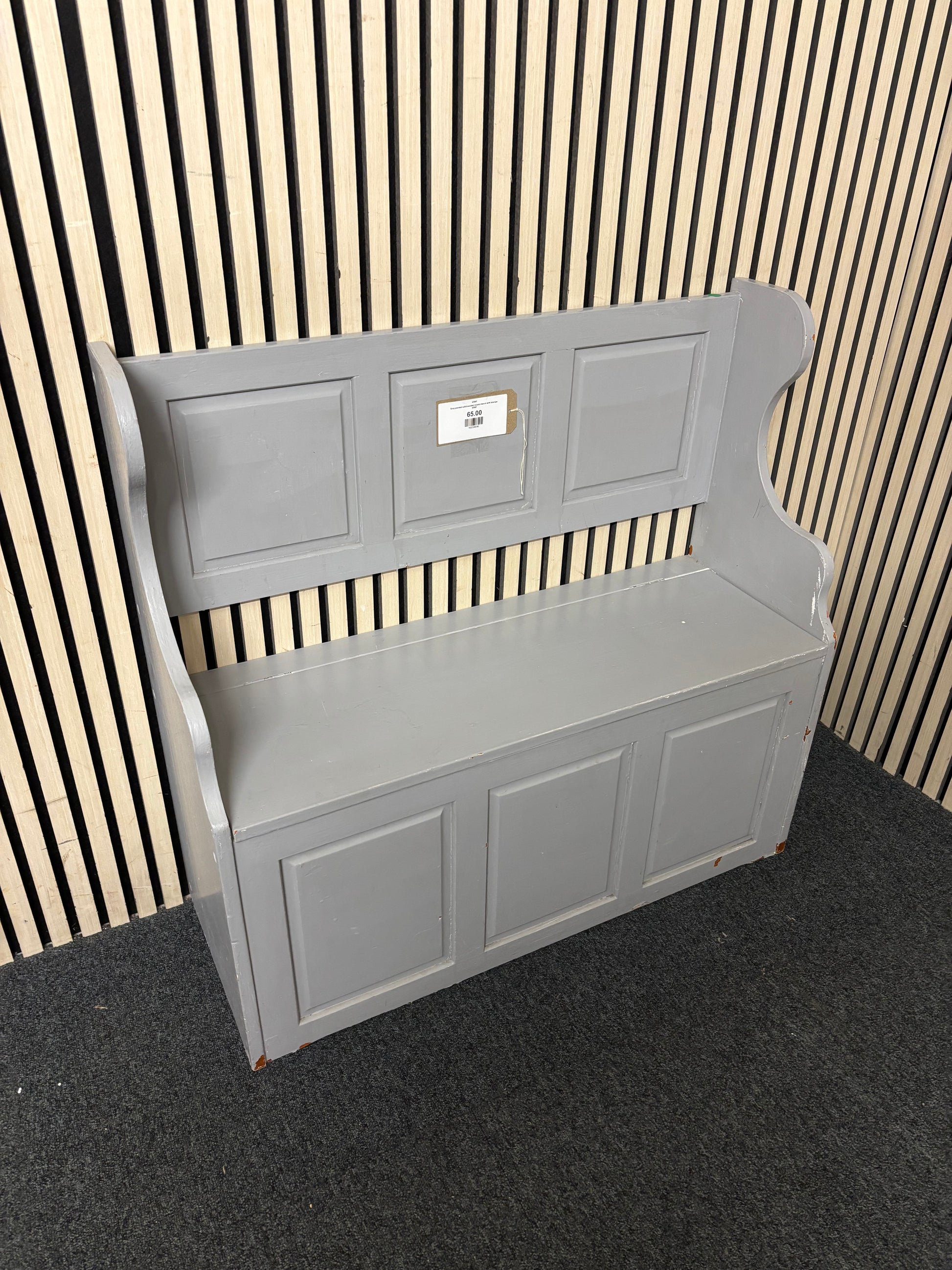 Grey painted solid wooden monks bench with storage 43647