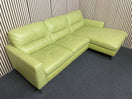 Modern lime green leather corner sofa with right-hand chaise lounge. (L 250 x W 160 cm) 44807