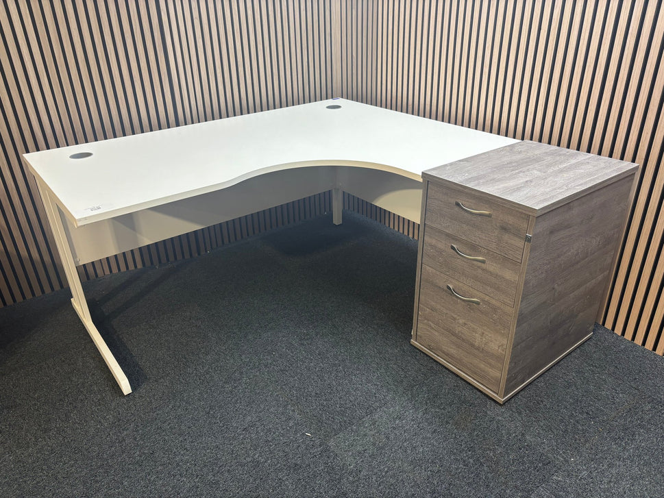 Wooden 600 desk high pedestal (600mm deep) - Grey Oak