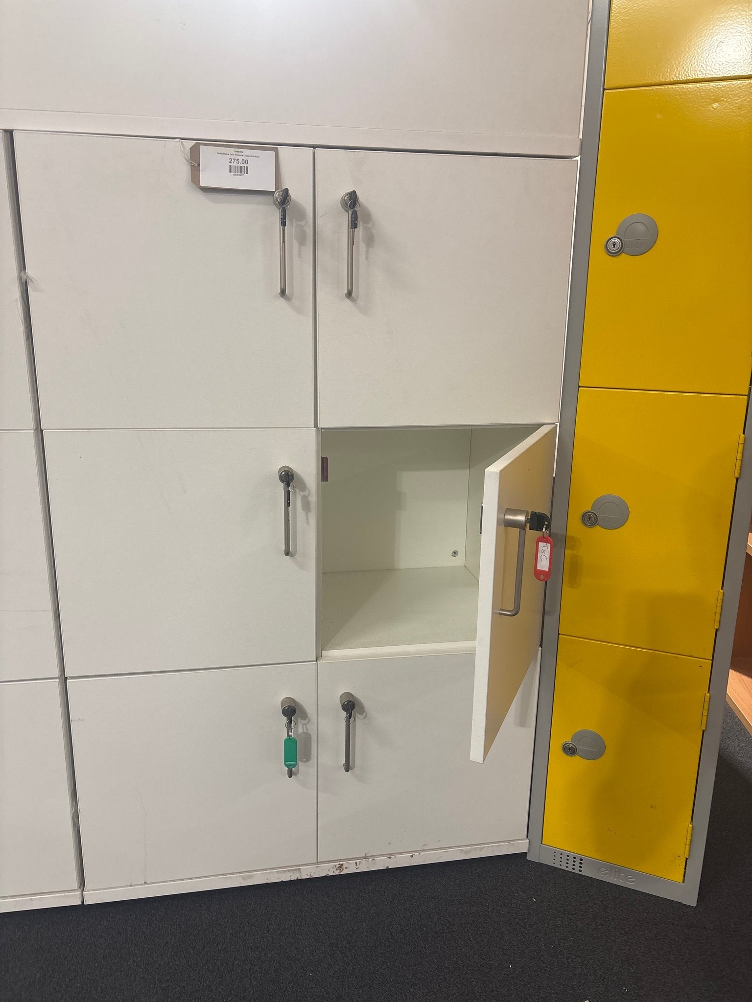 Solid White 6 Door Personal Locker With Keys