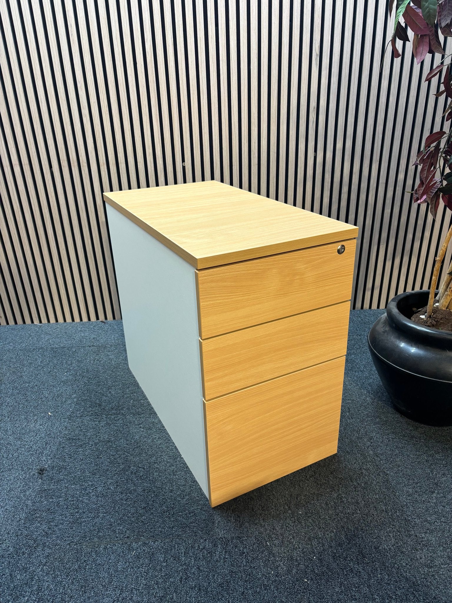 Wooden 800 desk high pedestal (800mm deep) - Beech/White