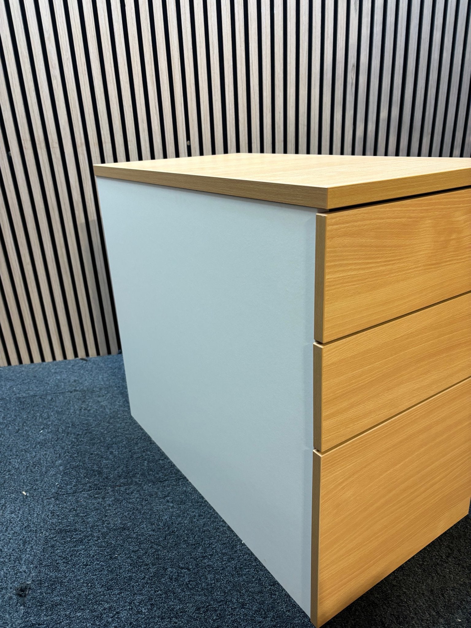 Wooden 800 desk high pedestal (800mm deep) - Beech/White