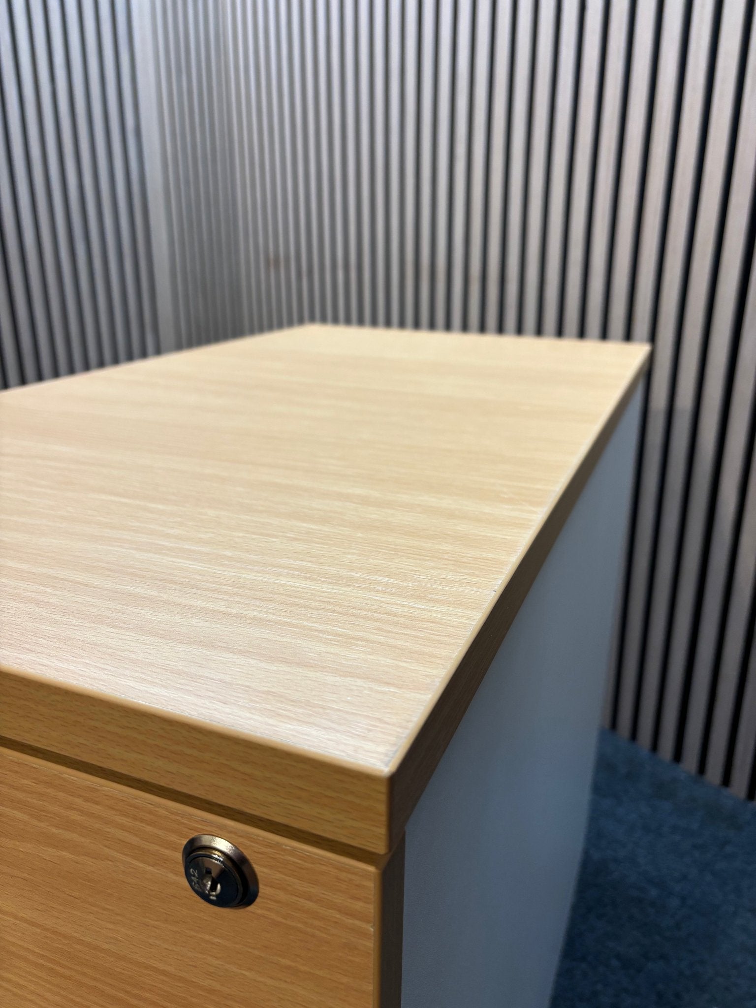Wooden 800 desk high pedestal (800mm deep) - Beech/White