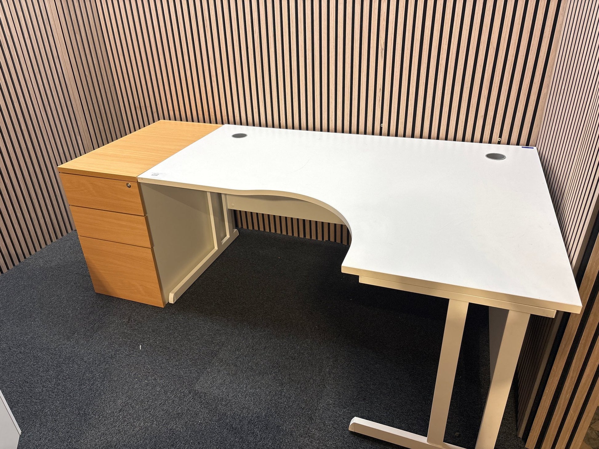 Wooden 800 desk high pedestal (800mm deep) - Beech/White