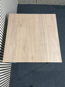 NEW light oak 25mm top 800x800 canteen table with silver metal framed legs. Price inc VAT