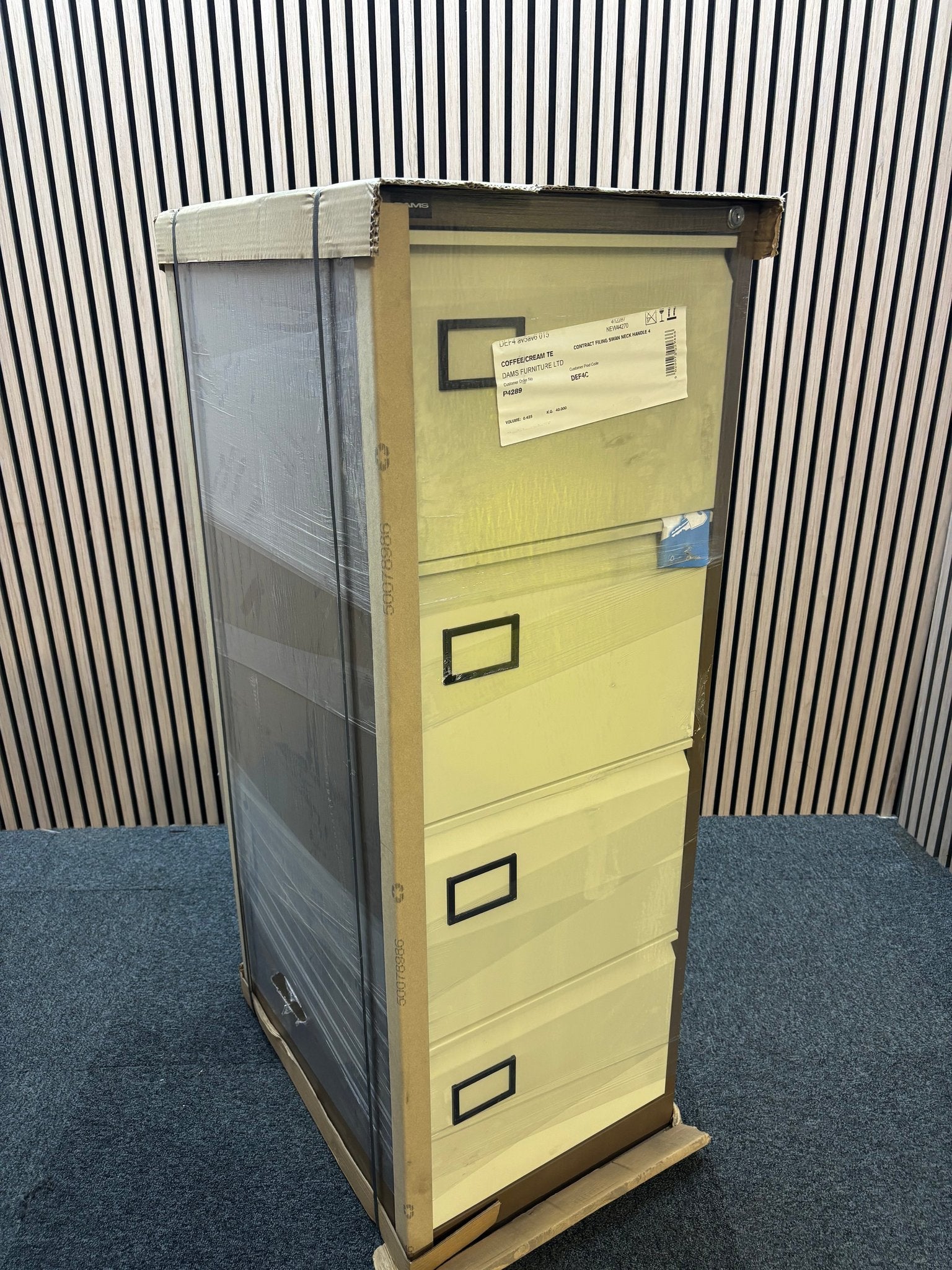 NEW Dams 4 drawer contract filing cabinet Coffee/Cream