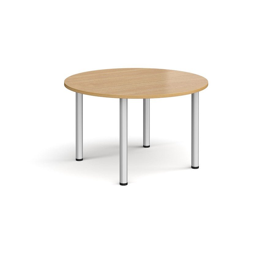 Circular chrome radial leg meeting table 1200mm- Oak