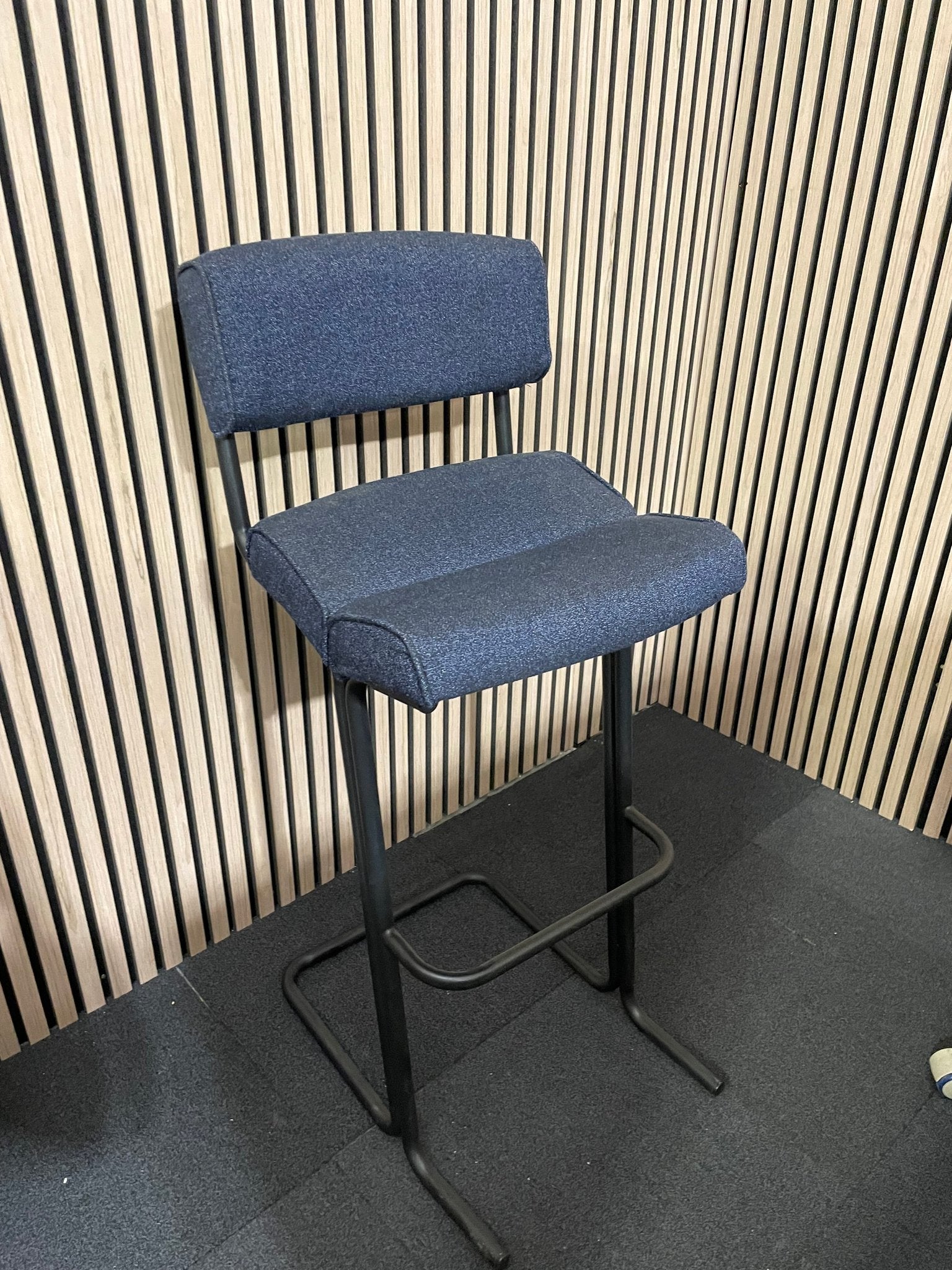 Ex-Demo Highback Navy Fabric Stool w/ Foot Rest
